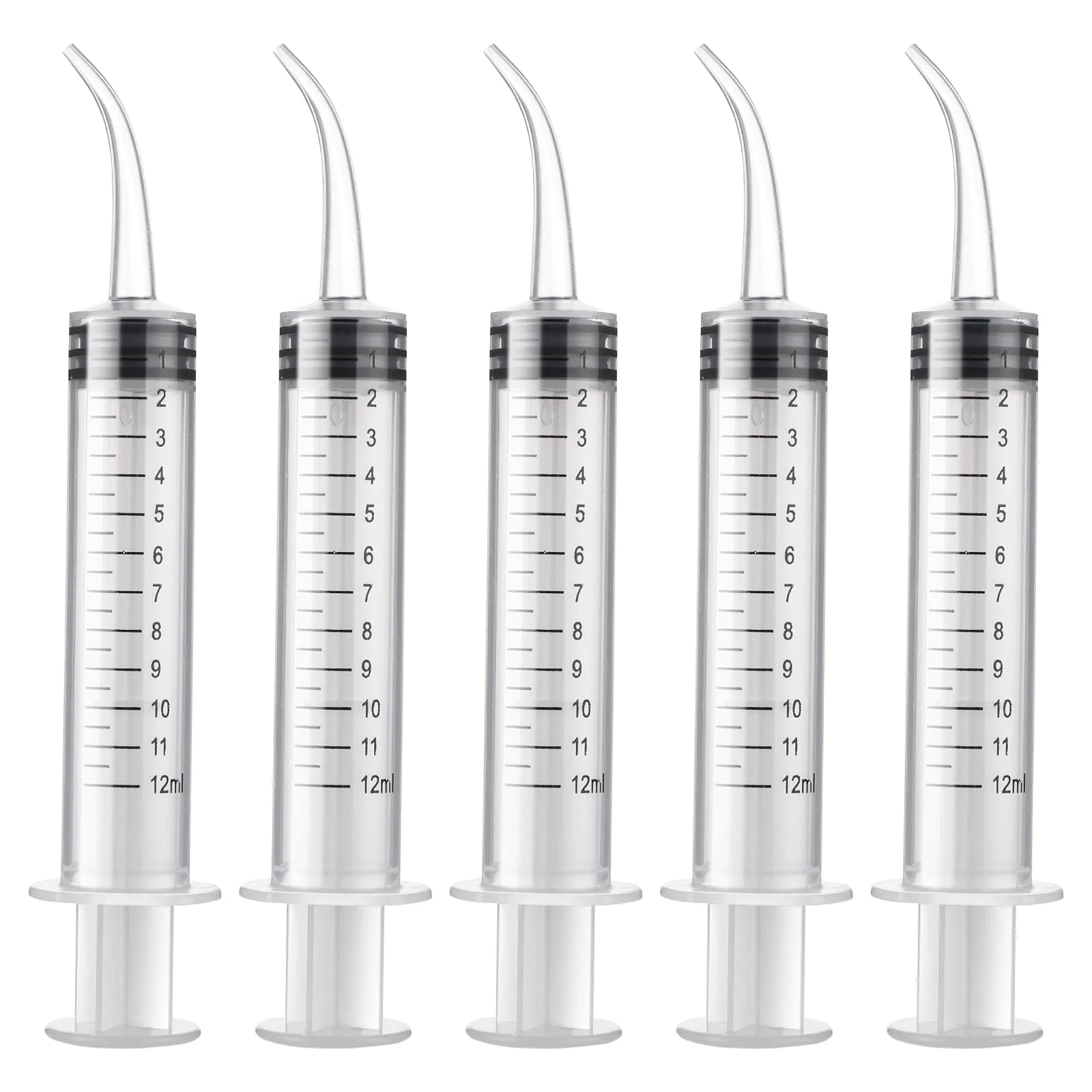 Molain Pack of 5 12ml Mouth Syringe Ear Cleaning Solution Empty Tube Extraction Hook Syringe Removal Accessories with Curved Tip Picks Dental Care - Image 2