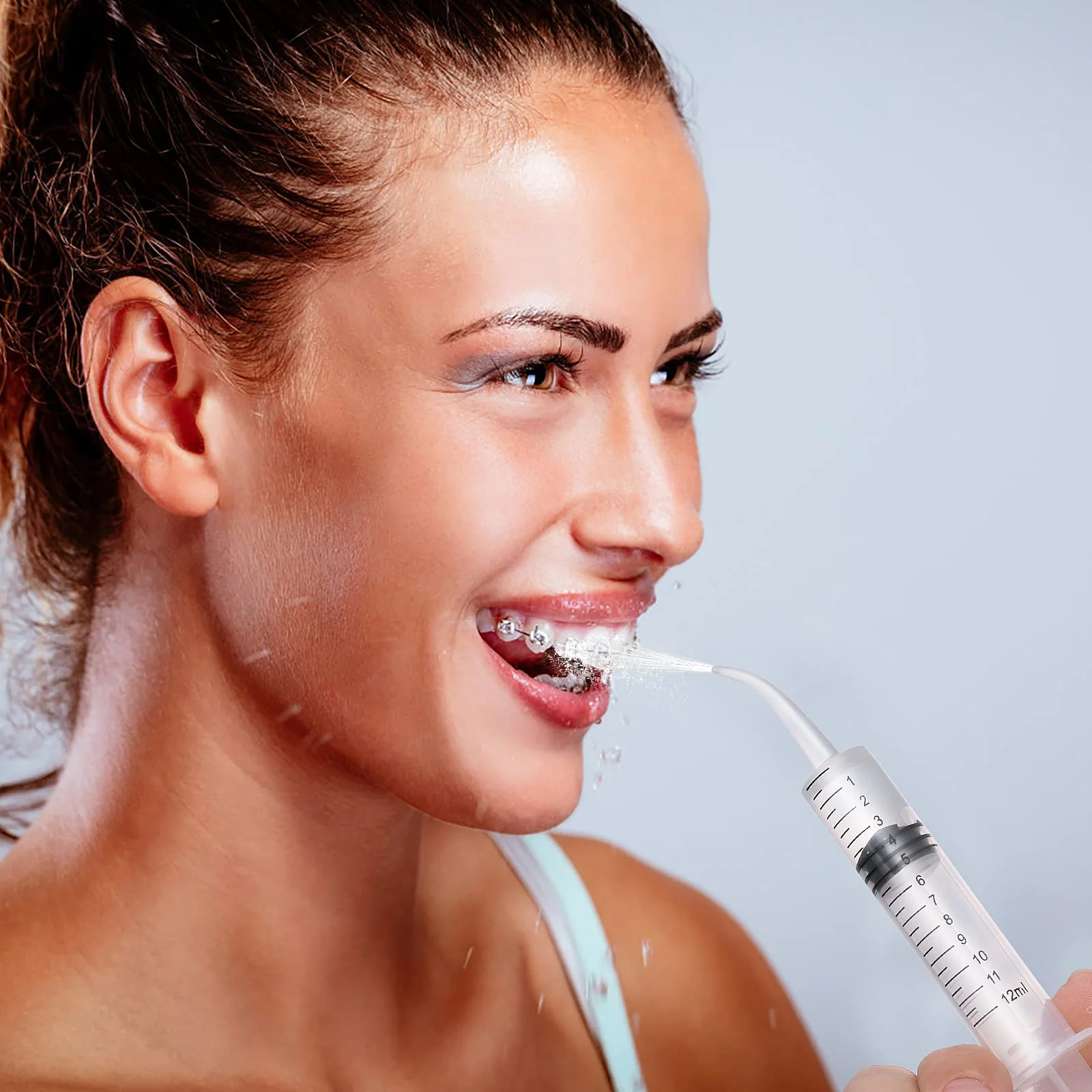 Molain Pack of 5 12ml Mouth Syringe Ear Cleaning Solution Empty Tube Extraction Hook Syringe Removal Accessories with Curved Tip Picks Dental Care - Image 4