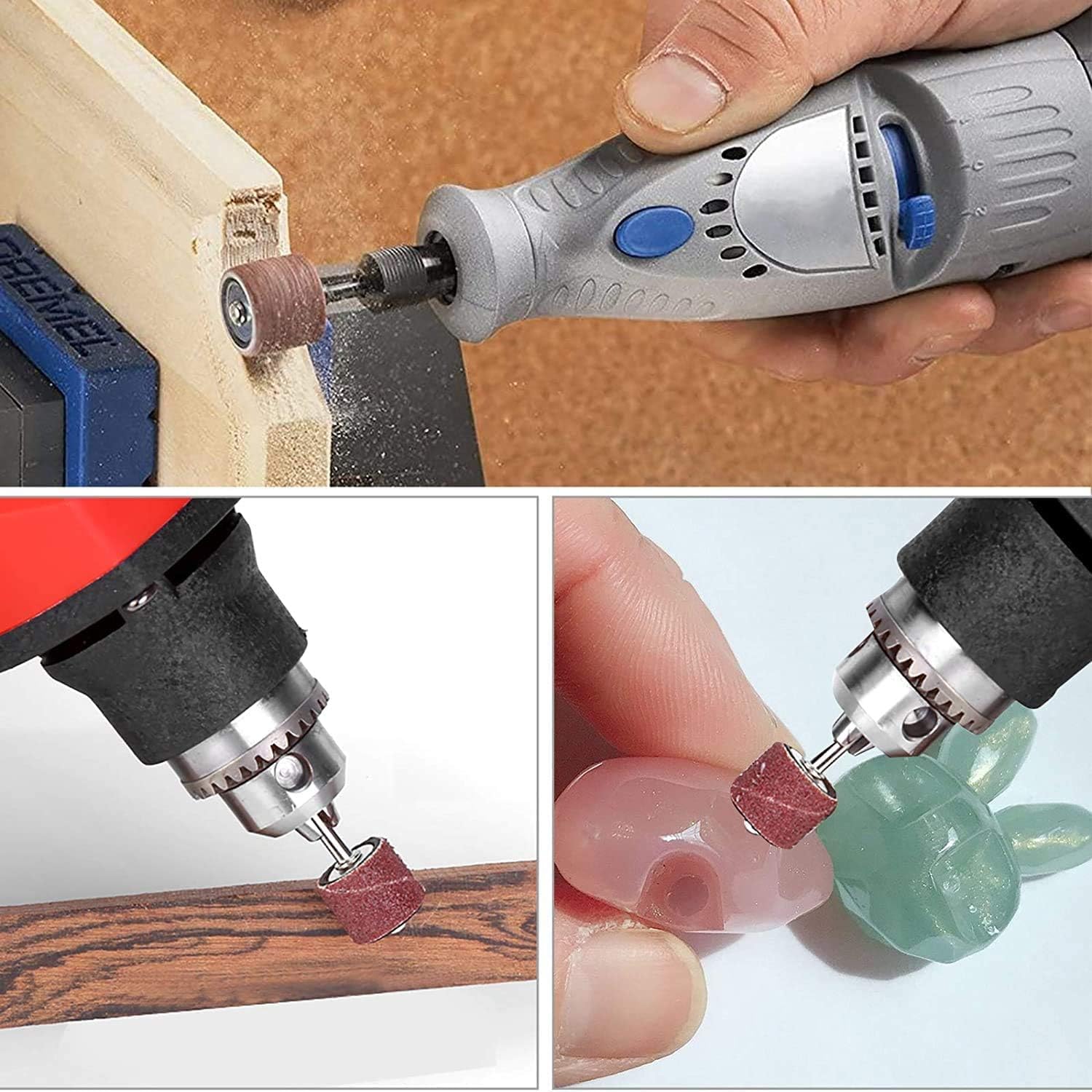 MOLENCO Sanding Sleeves Set, Drum Sander Set with 144 Pieces Sanding Belt Sleeves and 6 Pieces Sanding Rollers for Dremel Rotary Tool - 150 Pieces with Free Box - Image 2