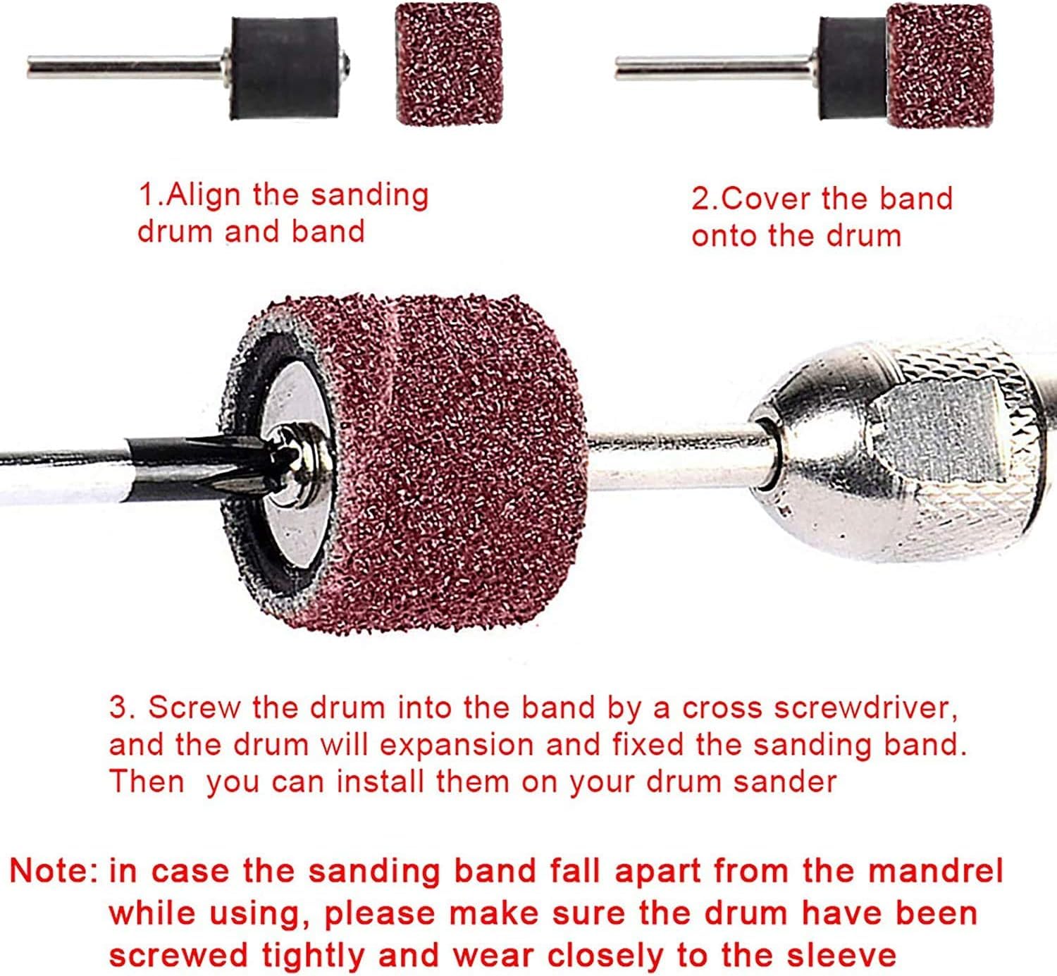 MOLENCO Sanding Sleeves Set, Drum Sander Set with 144 Pieces Sanding Belt Sleeves and 6 Pieces Sanding Rollers for Dremel Rotary Tool - 150 Pieces with Free Box - Image 5