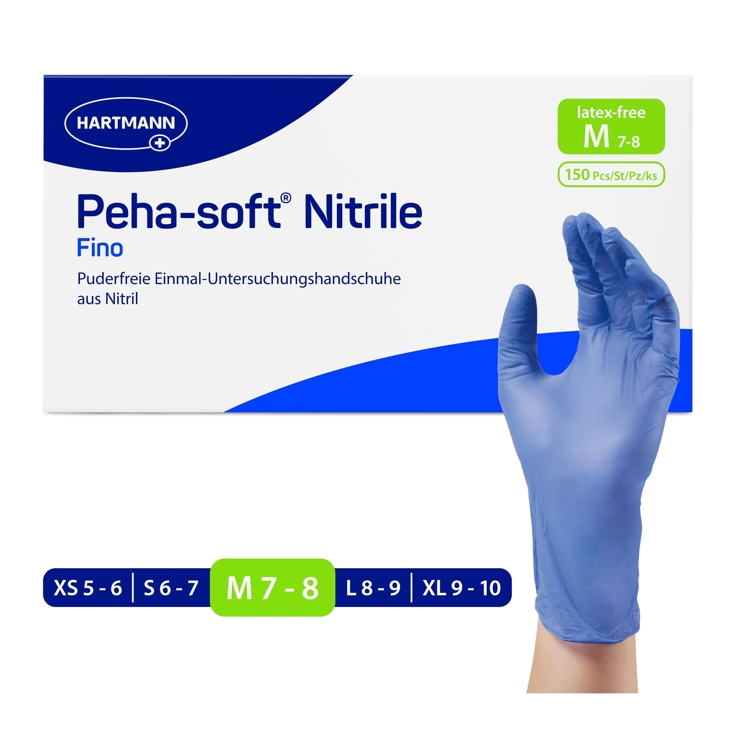 Molicare Peha-soft Nitrile Fino Powder-Free Non-Sterile Examination Gloves Size M Pack of 150 - Image 2