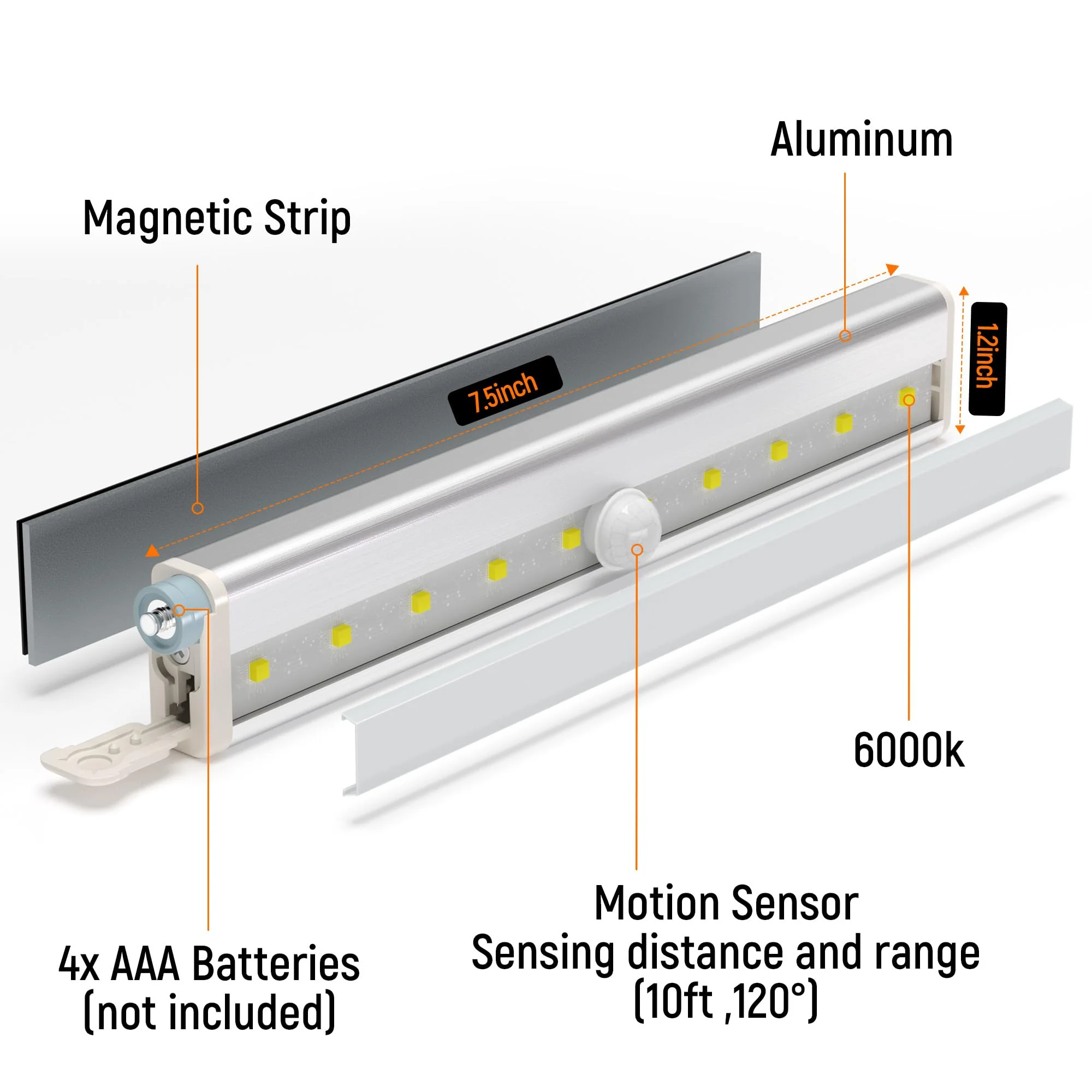 Molrebe Motion Sensor LED Lights, 6 Pack Battery Operated 10 LED Motion Closet Light, Stick-On Anywhere Magnetic Night Light Bar for Closet Under Cabinet Kitchen Hallway Stairway Vanity Wardrobe White - Image 2