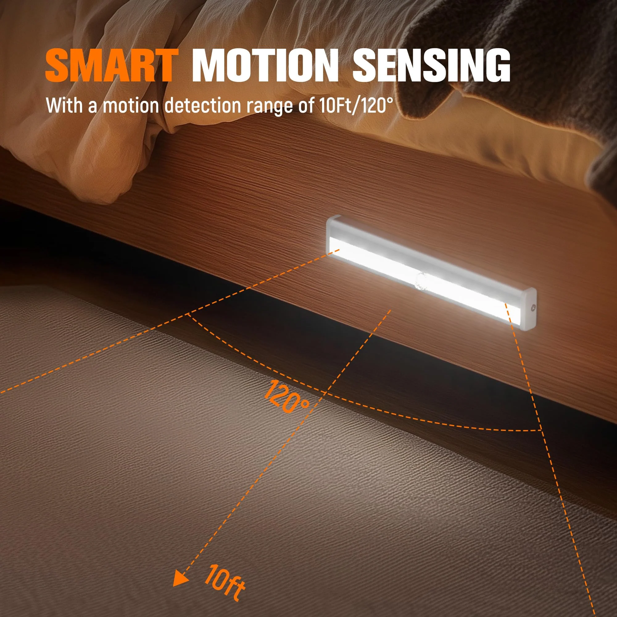 Molrebe Motion Sensor LED Lights, 6 Pack Battery Operated 10 LED Motion Closet Light, Stick-On Anywhere Magnetic Night Light Bar for Closet Under Cabinet Kitchen Hallway Stairway Vanity Wardrobe White - Image 4