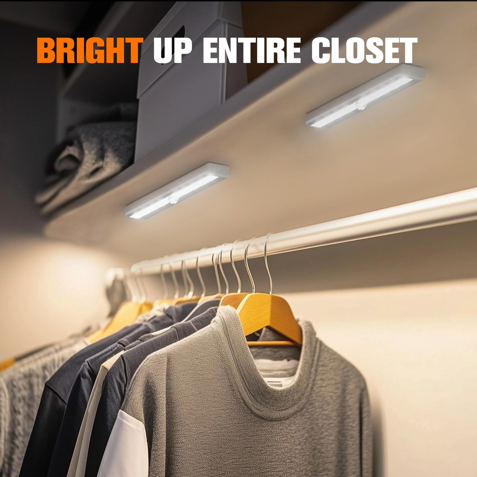 Molrebe Motion Sensor LED Lights, 6 Pack Battery Operated 10 LED Motion Closet Light, Stick-On Anywhere Magnetic Night Light Bar for Closet Under Cabinet Kitchen Hallway Stairway Vanity Wardrobe White - Image 7