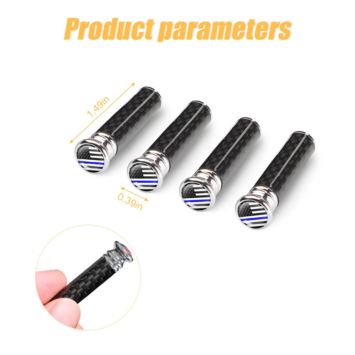 Moly Magnolia 4PCS Car Door Lock Knobs, American Flag Carbon Fiber Door Lock Pin Cover, Decorative Modification Door Lock Bolt Pin Cover, Auto Accessories Universal for SUV, Truck, Van (Style C) Blue Flag - Image 2