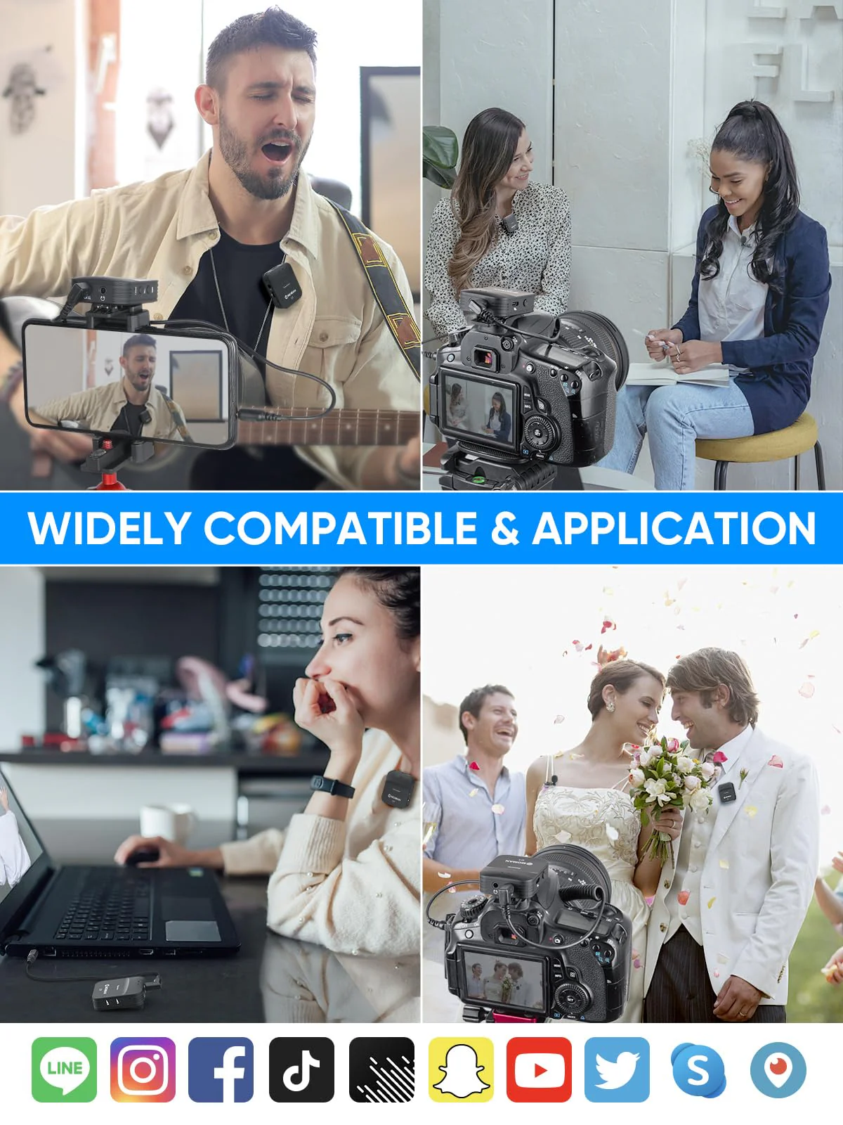 Moman C1X Wireless Lavalier Microphone, 2.4GHz Dual Channel Lapel Mic System with Noise Cancellation 230FT Range for Online Class Vlog Live Stream YouTube DSLR Camera Smartphone Tablet C1X Dual - Image 6
