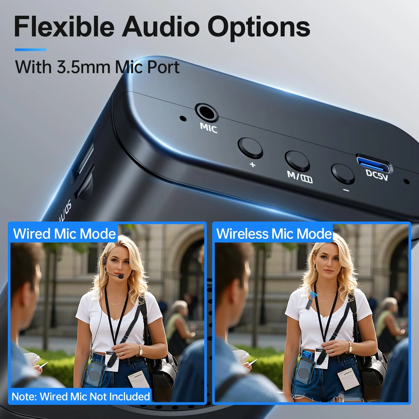 Moman Voice Amplifier with Wireless Lavalier Microphone, Zero Whistling Low Latency Portable Speaker, Personal PA System with Wireless Clip on Mic for Teachers Classroom Yoga Tour Guide Meeting Coach Black - Image 7