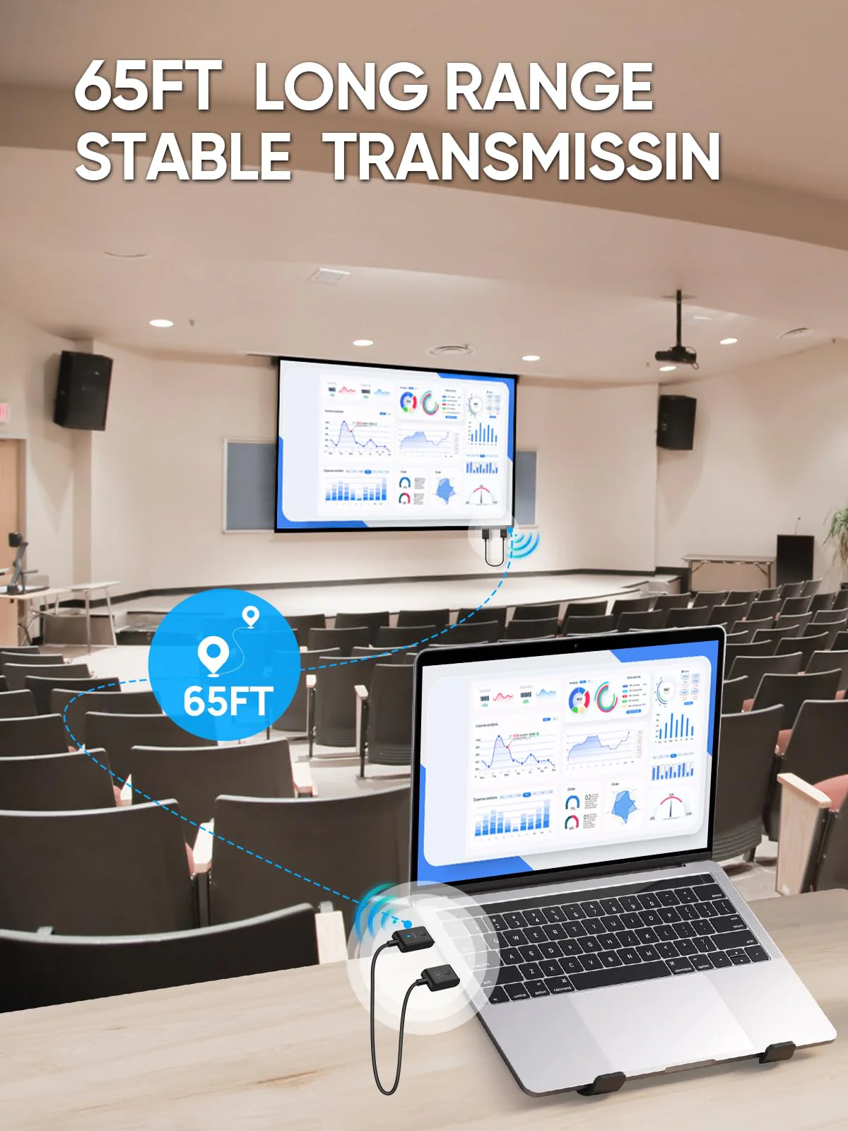 Moman Wireless HDMI CS6-C, 1080P USB C Transmitter and Receiver Extender 20M/65FT for Laptop PC TV Box Camera Projector for Streaming Video, Wireless-HDMI-Transmitter-Receiver-Extender 1TX+1RX - Image 3