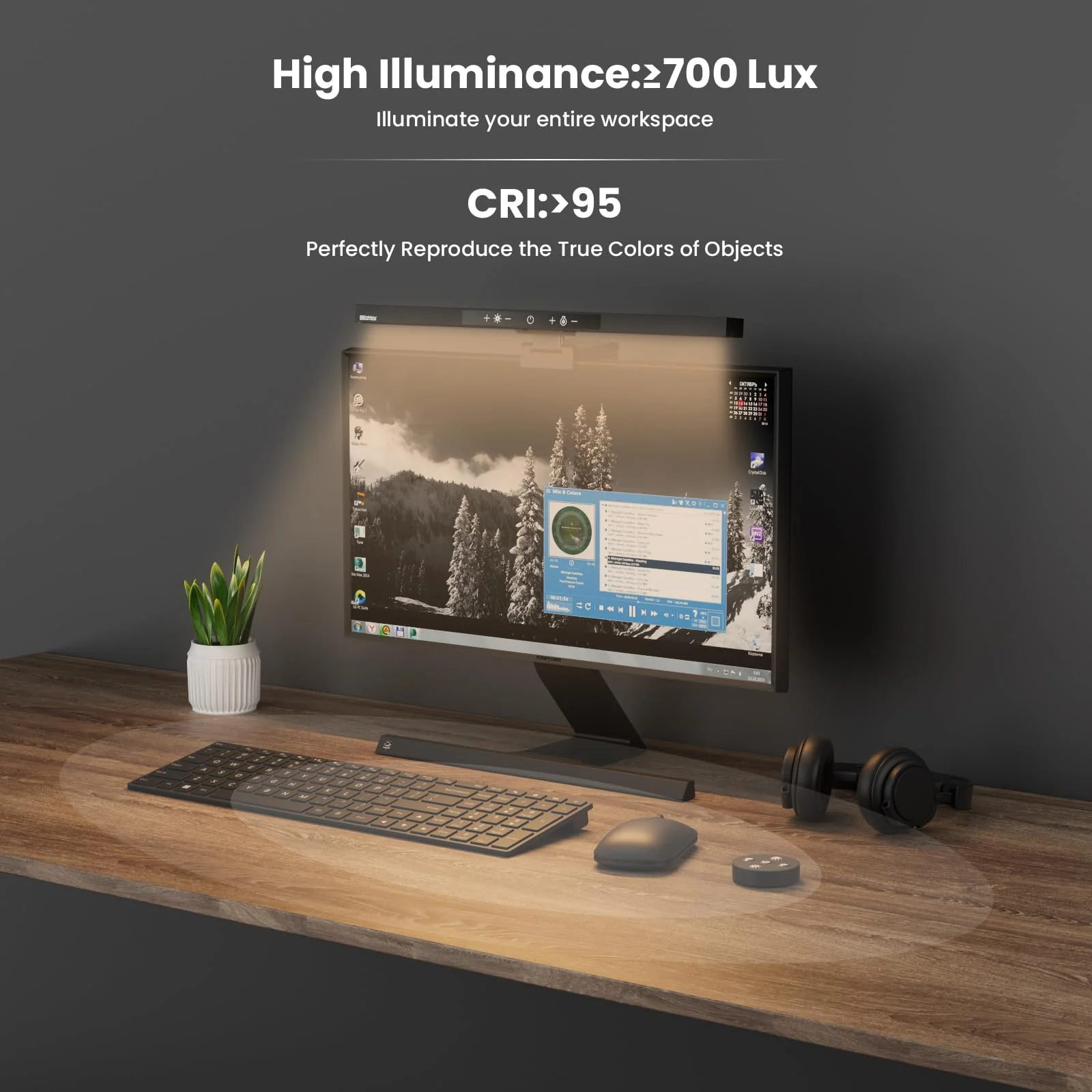 Monitor Light Bar with Remote Control, USB Computer Monitor Lamp, Eye-Care Screen Light Bar, Adjustable Color Temperature, Stepless Dimming, No Screen Glare Desk lamp Home Office Game BM-ES1 PLUS - Image 7
