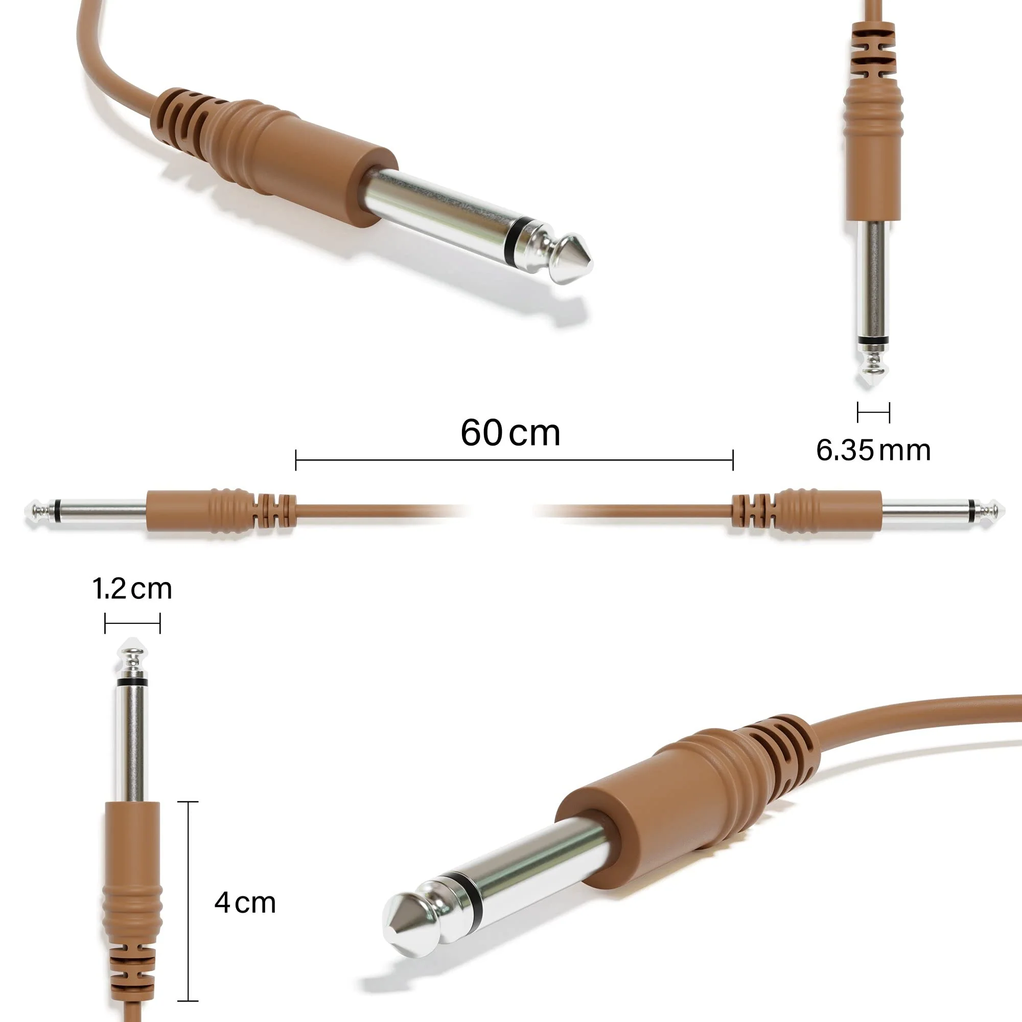 Mono Instrument Guitar Cable - Patch Lead TS 6.35mm 1/4" - Eurorack Synth Synthesizer [12-Pack | 150 cm - 59.06"] 150 cm - 59.06" 12-Pack - Image 2