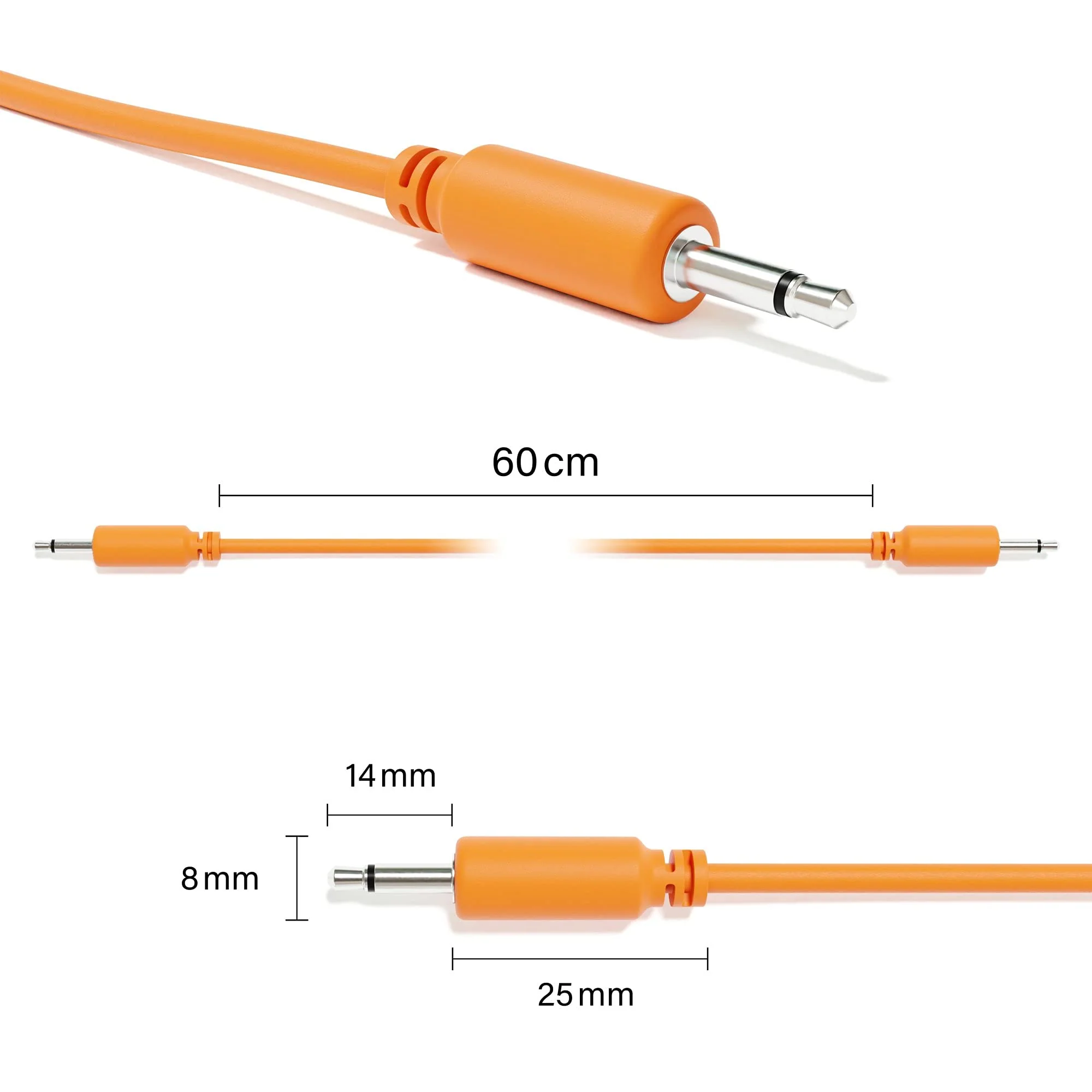 Mono Modular Patch Cables TS 3.5mm 1/8 inch Eurorack Synthesizer [10-Pack | 60 cm - 23.62"] 60 cm - 23.62" 10-Pack - Image 2
