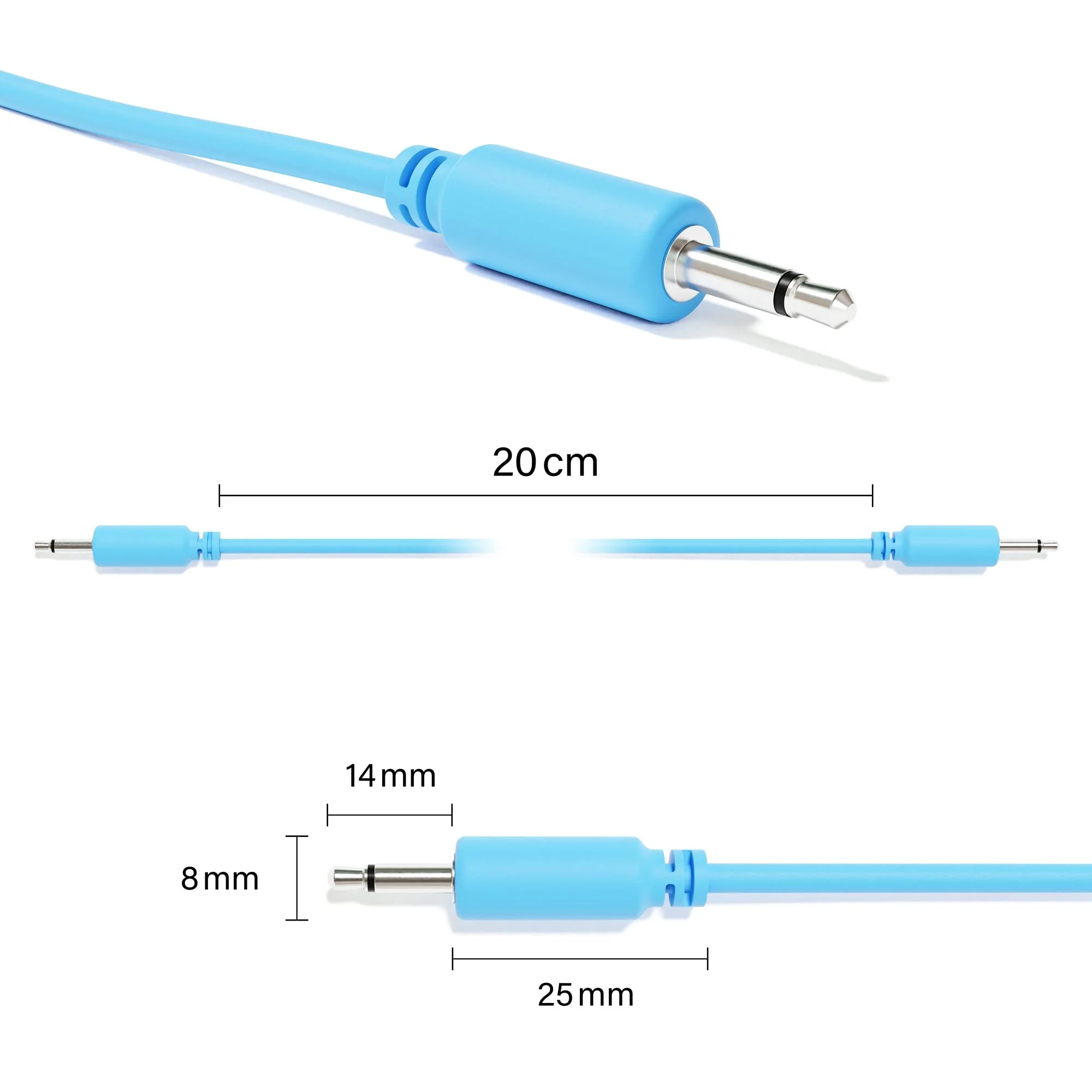 Mono Modular Patch Cables TS 3.5mm 1/8 inch Eurorack Synthesizer [6A-Pack | 20 cm - 7.87"] 20 cm - 7.87" 6A-Pack - Image 2
