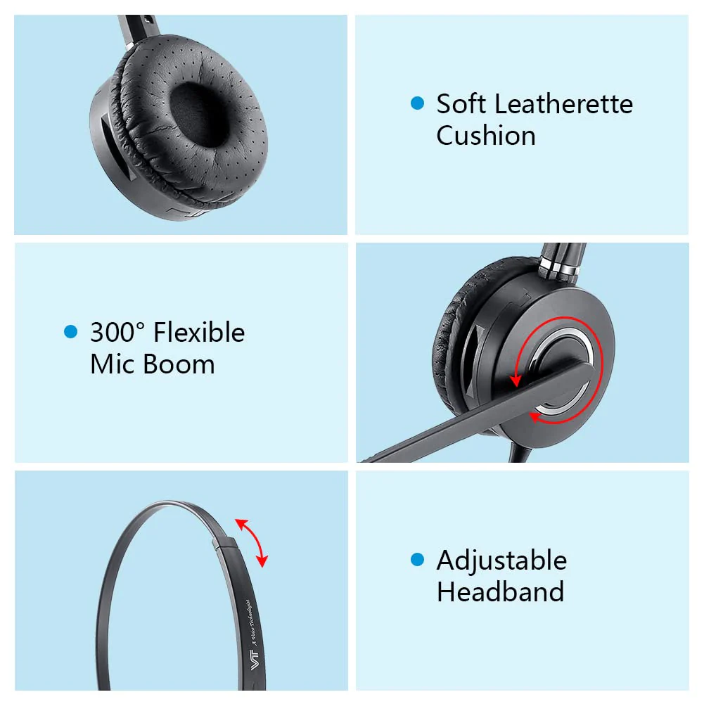 Mono Plantronic-QD Headset with Microphone - for Cables with Quick Disconnect Connector for Call Center Office (VT6932QD) Mono-1 - Image 3