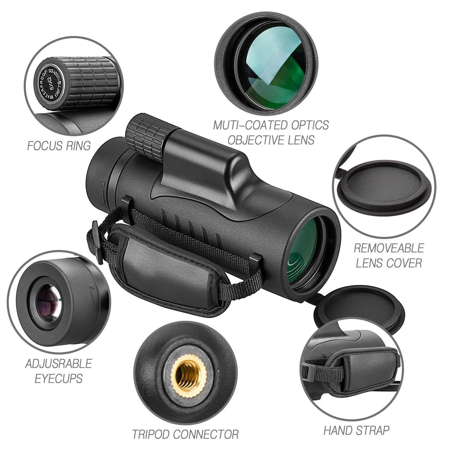 Monocular Telescope High Power 8x42 Monoculars Scope Compact Portable Waterproof Fogproof Shockproof with Hand Strap for Adults Kids Bird Watching Hunting Camping Hiking Travling Wildlife Secenery - Image 2