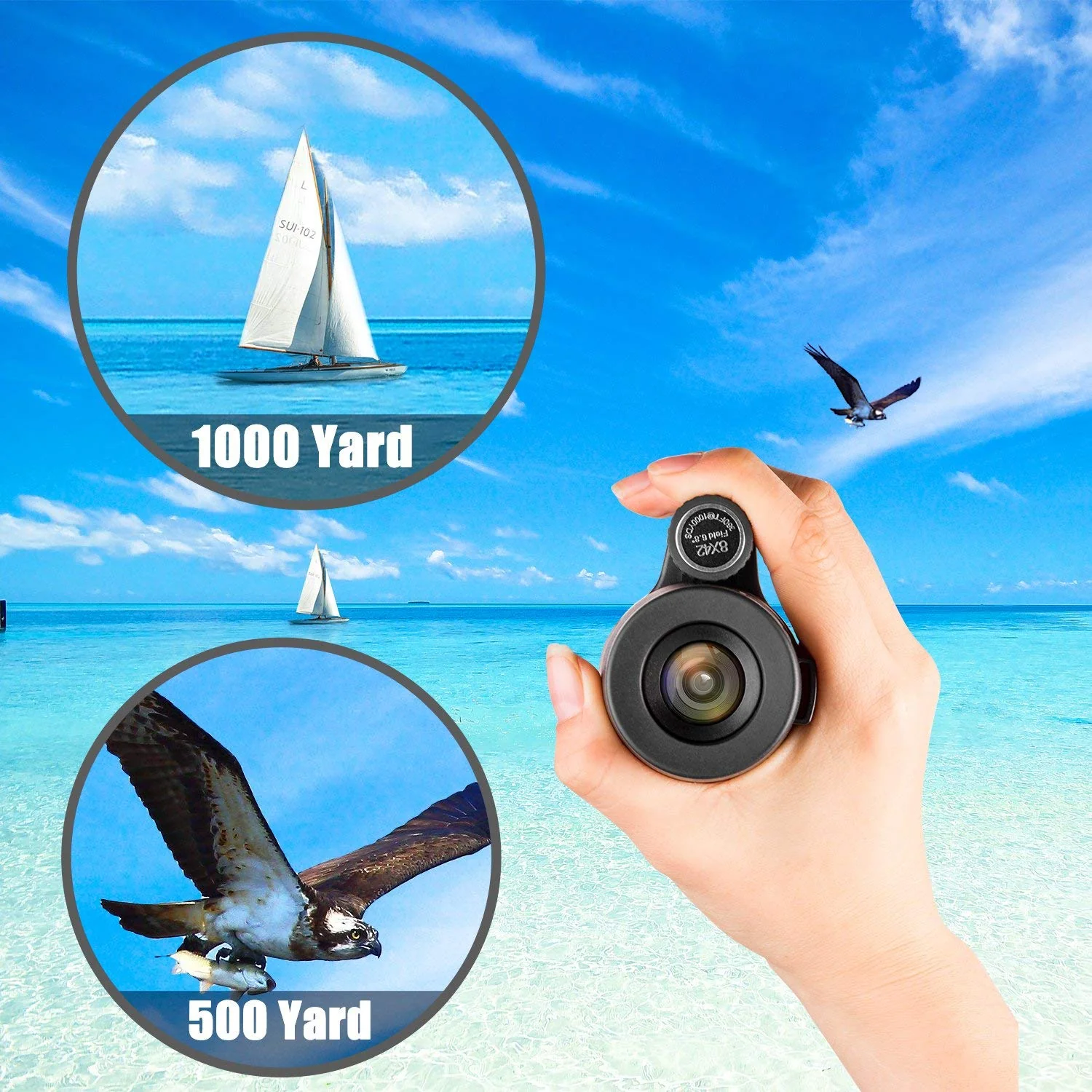 Monocular Telescope High Power 8x42 Monoculars Scope Compact Portable Waterproof Fogproof Shockproof with Hand Strap for Adults Kids Bird Watching Hunting Camping Hiking Travling Wildlife Secenery - Image 4