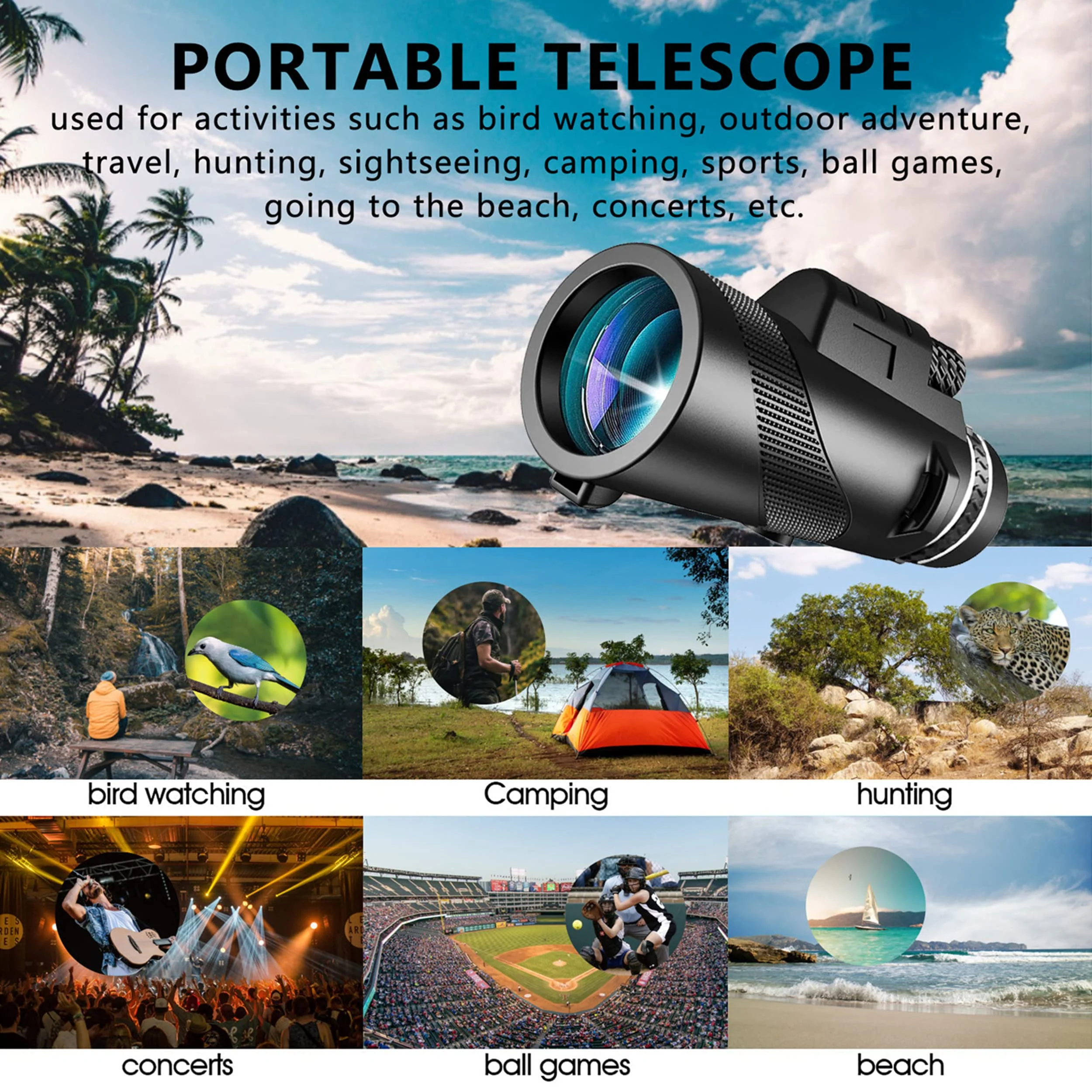 Monocular-Telescope High Powered for Smartphone Monoculars 80x100 for Adults High Definition Monocular Telescope for Stargazing Hunting Wildlife Bird Watching Travel Camping Hiking - Image 6