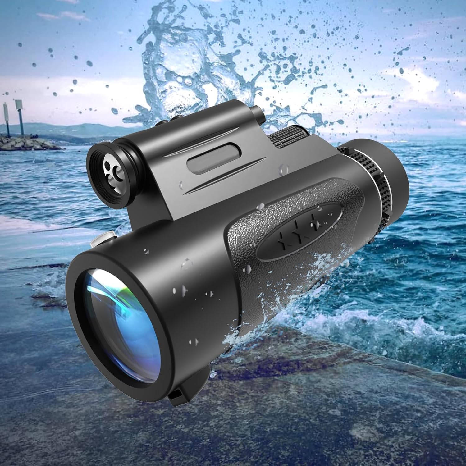 Monocular Telescope with Lights HD Monoculars 80x100 for Adults High Powered Monocular for Hunting with Smartphone Holder & Tripod, Handheld Telescope Suitable for Bird Watching Stargazing-Black Black - Image 3