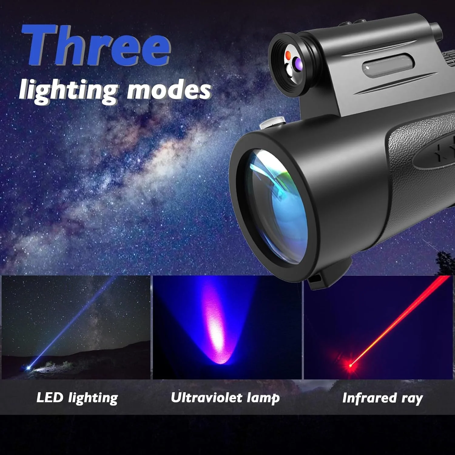 Monocular Telescope with Lights HD Monoculars 80x100 for Adults High Powered Monocular for Hunting with Smartphone Holder & Tripod, Handheld Telescope Suitable for Bird Watching Stargazing-Black Black - Image 5