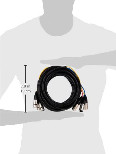 Monoprice 4-Channel XLR Male to XLR Female Snake Cable - 20 Feet - Black/Silver, Metal Connector Housings, Plastic and Rubber Cable Boots - Image 5