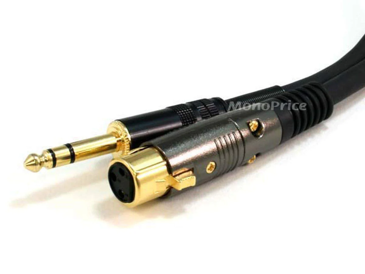 Monoprice XLR Female to 1/4-Inch TRS Male Cable - 25 Feet - Black, 16AWG, Gold Plated - Premier Series - Image 2