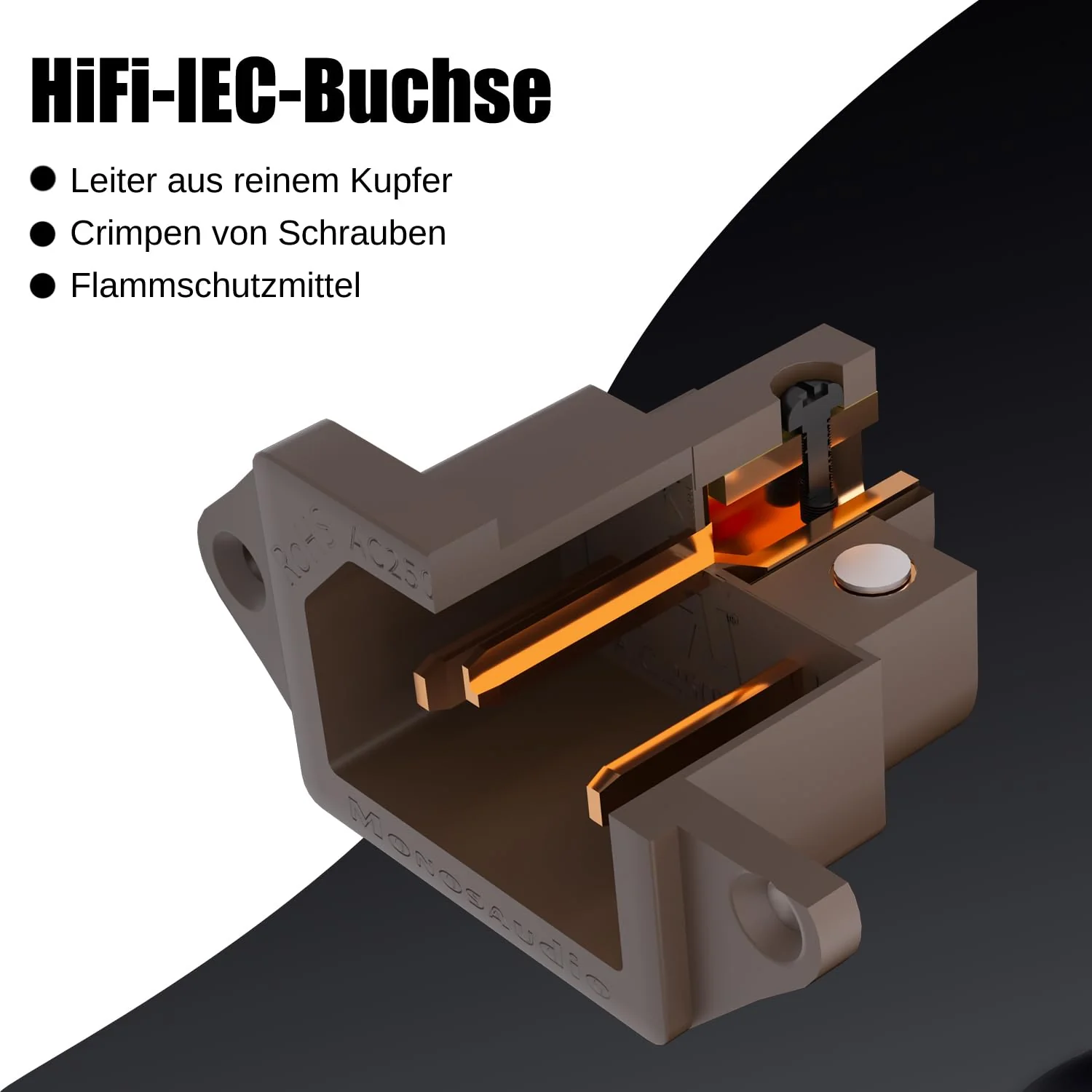 Monosaudio IC71(C) High End IEC Connector Pure Copper Conductor IEC Socket 10A 250V AC IEC C14 Plate Mounting IEC IEC Socket brown - Image 3