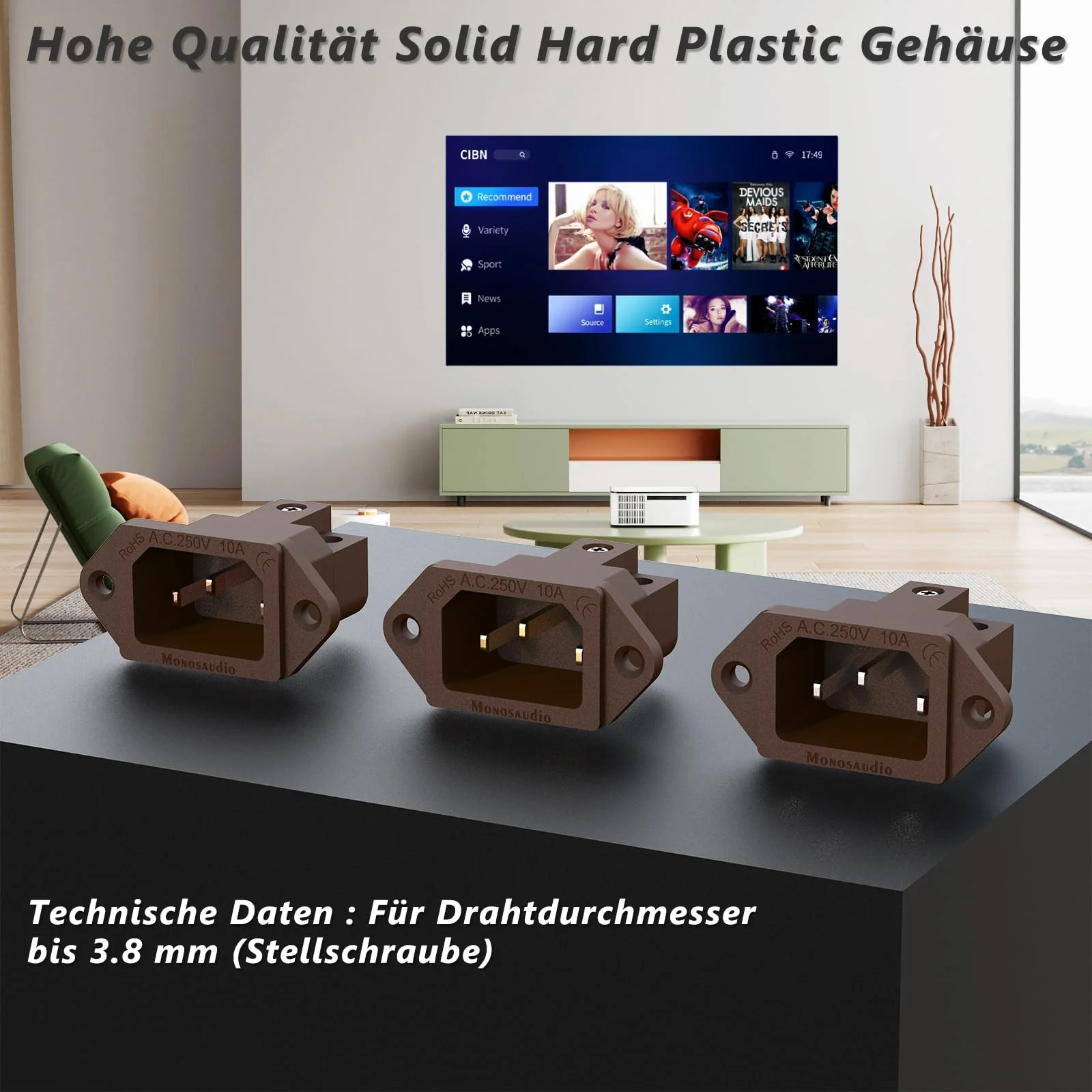 Monosaudio IC71(C) High End IEC Connector Pure Copper Conductor IEC Socket 10A 250V AC IEC C14 Plate Mounting IEC IEC Socket brown - Image 5