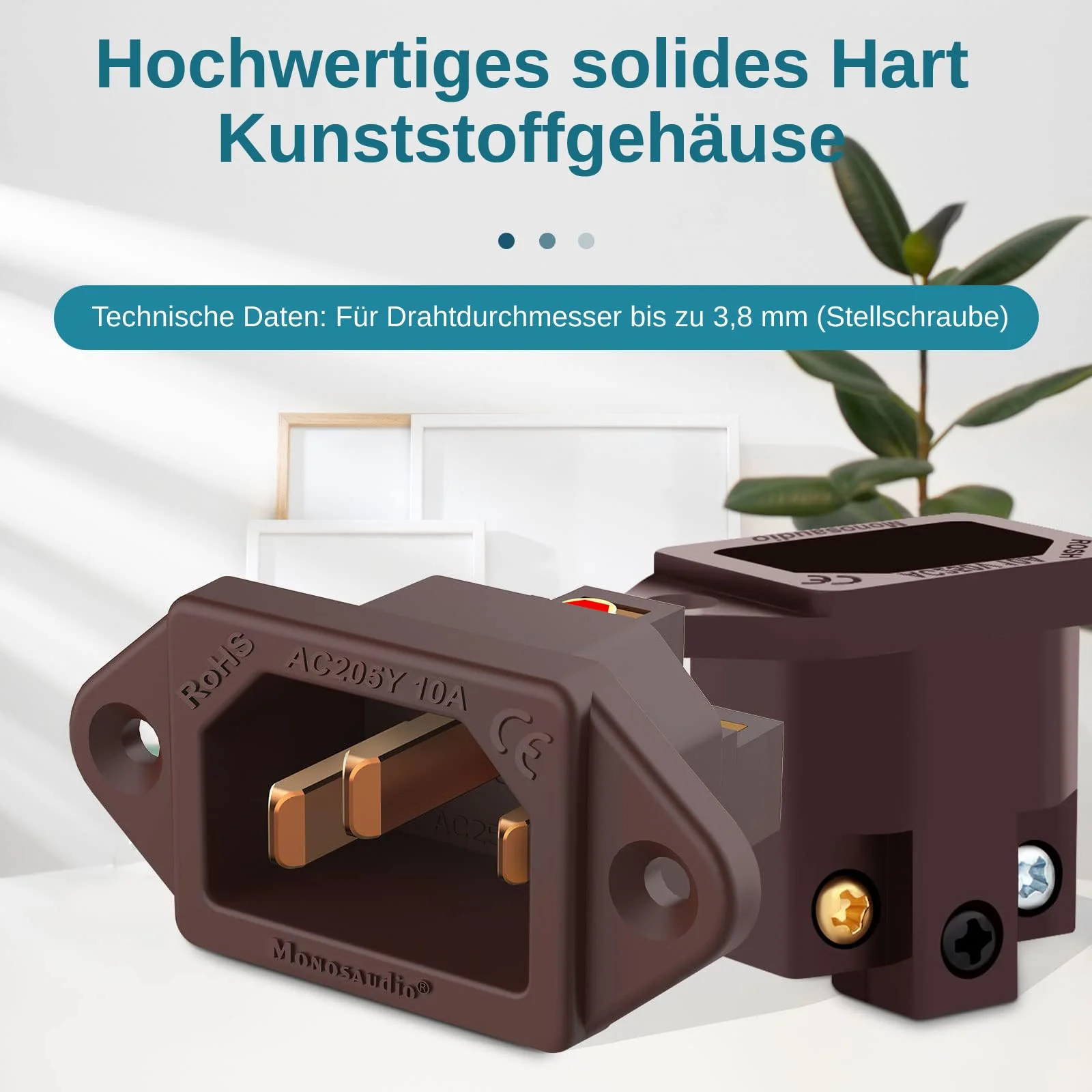 Monosaudio IC71(C) High End IEC Connector Pure Copper Conductor IEC Socket 10A 250V AC IEC C14 Plate Mounting IEC IEC Socket brown - Image 6