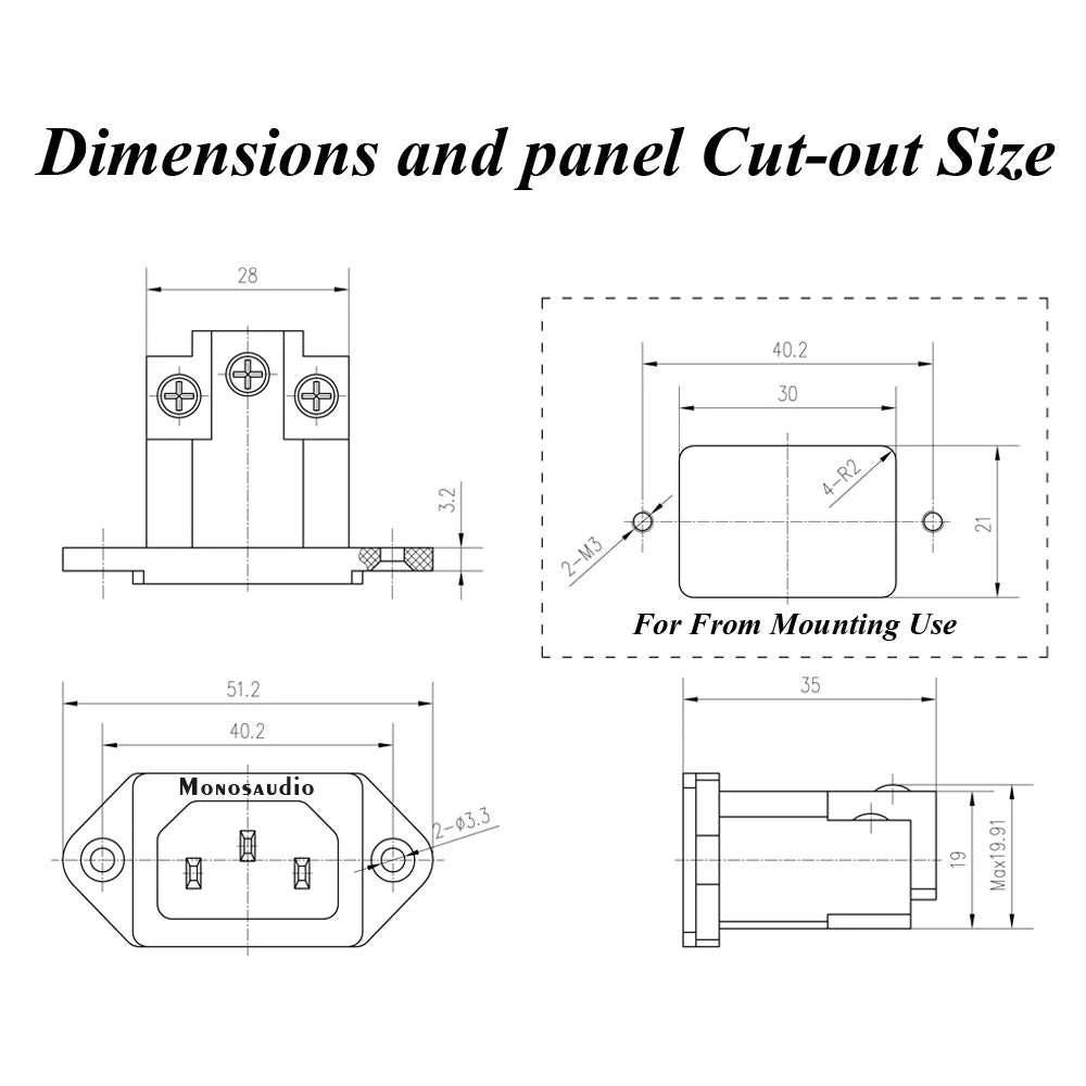 Monosaudio IC71(C) High End IEC Connector Pure Copper Conductor IEC Socket 10A 250V AC IEC C14 Plate Mounting IEC IEC Socket brown - Image 8