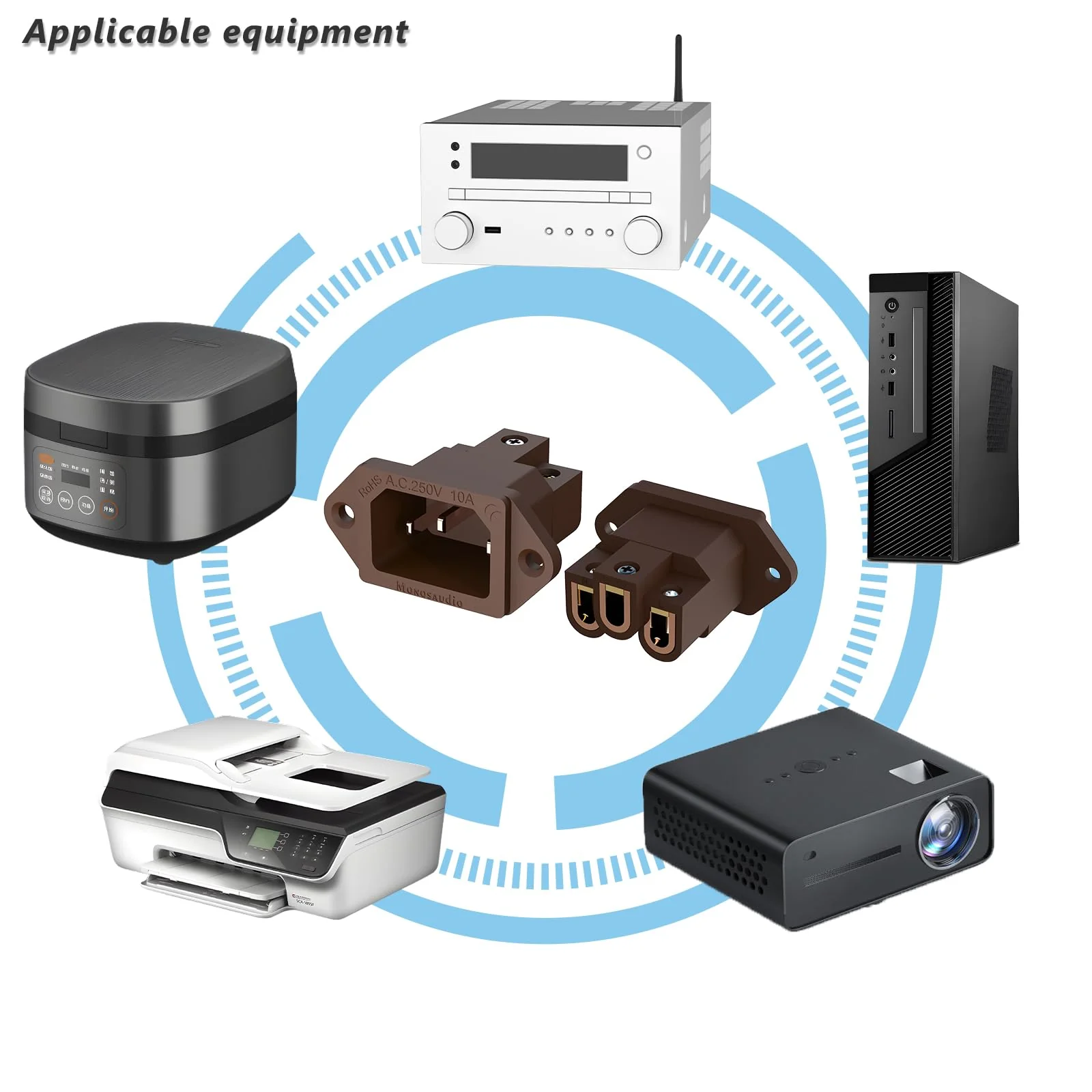 Monosaudio IC71(C) High End IEC Connector Pure Copper Conductor IEC Socket 10A 250V AC IEC C14 Plate Mounting IEC IEC Socket brown - Image 9