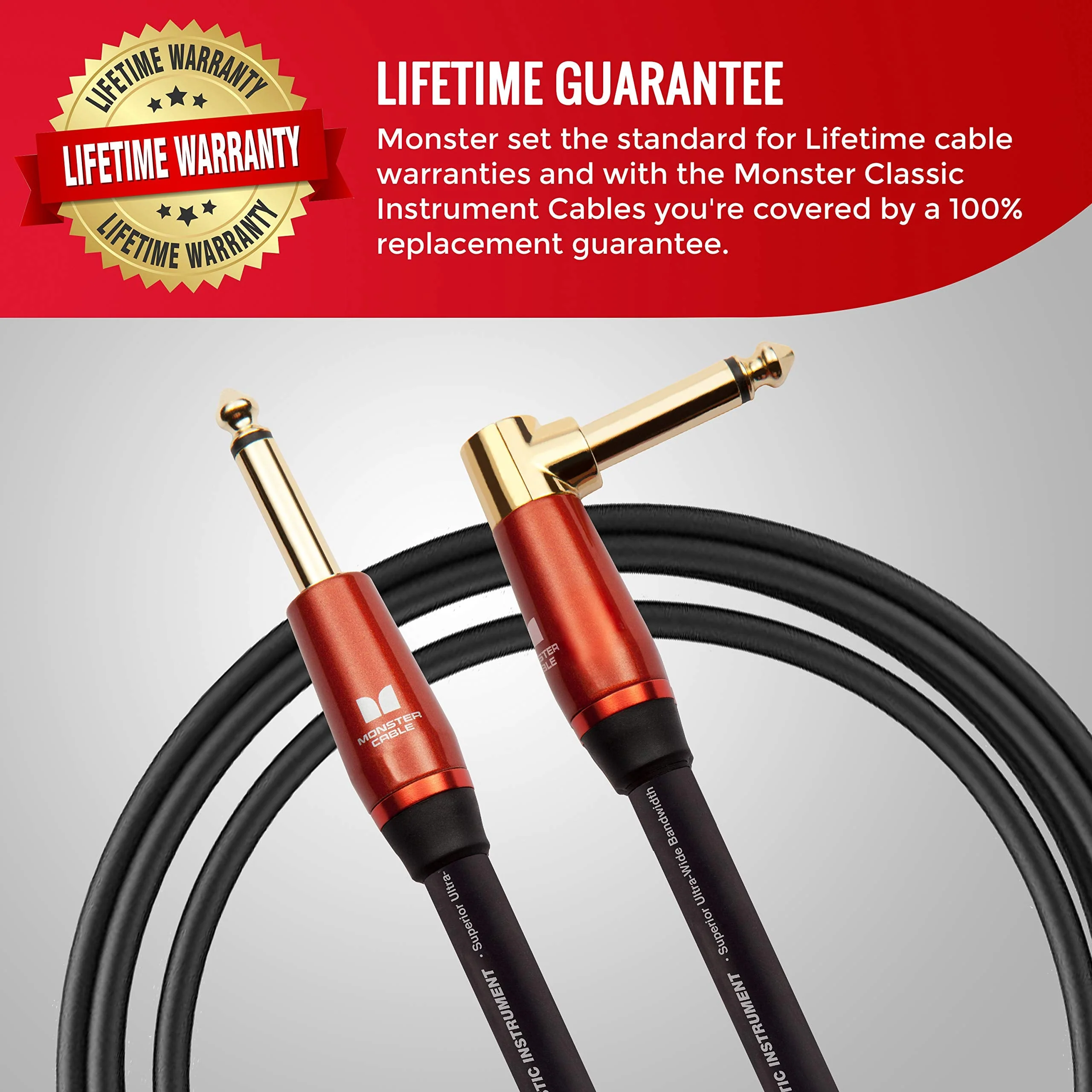 Monster Prolink Acoustic Instrument Cable. 12 ft Guitar Cable. Right Angle to Straight Cable w/Superior Delivery Speed. Rich & Clean Sound Cord Instrument Cable. - Image 6