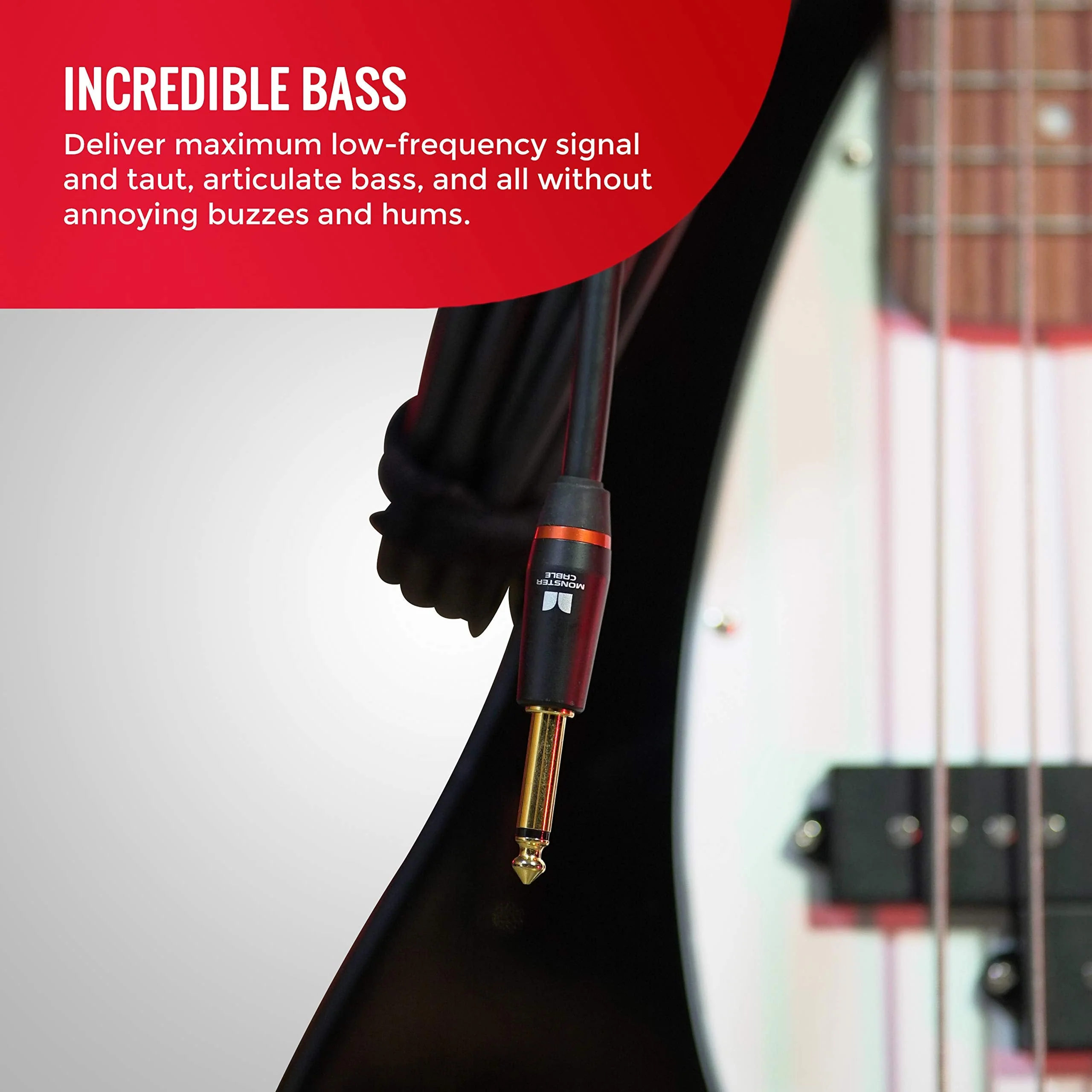 Monster Prolink Bass Instrument Cable. 12 ft Guitar Cable. Straight to Straight Bass Guitar Cable. 95% Copper Braided Shield Cable Bass Guitar. Bass Guitar Cable. - Image 4