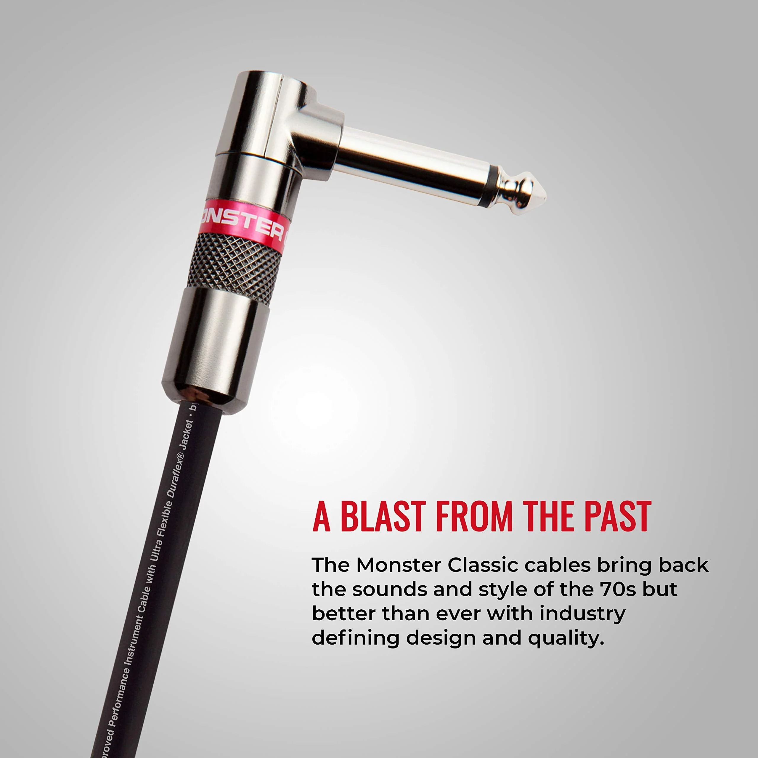 Monster Prolink Classic Instrument Guitar Cable - 8 in Right Angle to Right Angle Instrument Cable. All Metal & Duraflex Outer Jacket. 90% Copper Braided Shield Monster Instrument Cable - Image 4