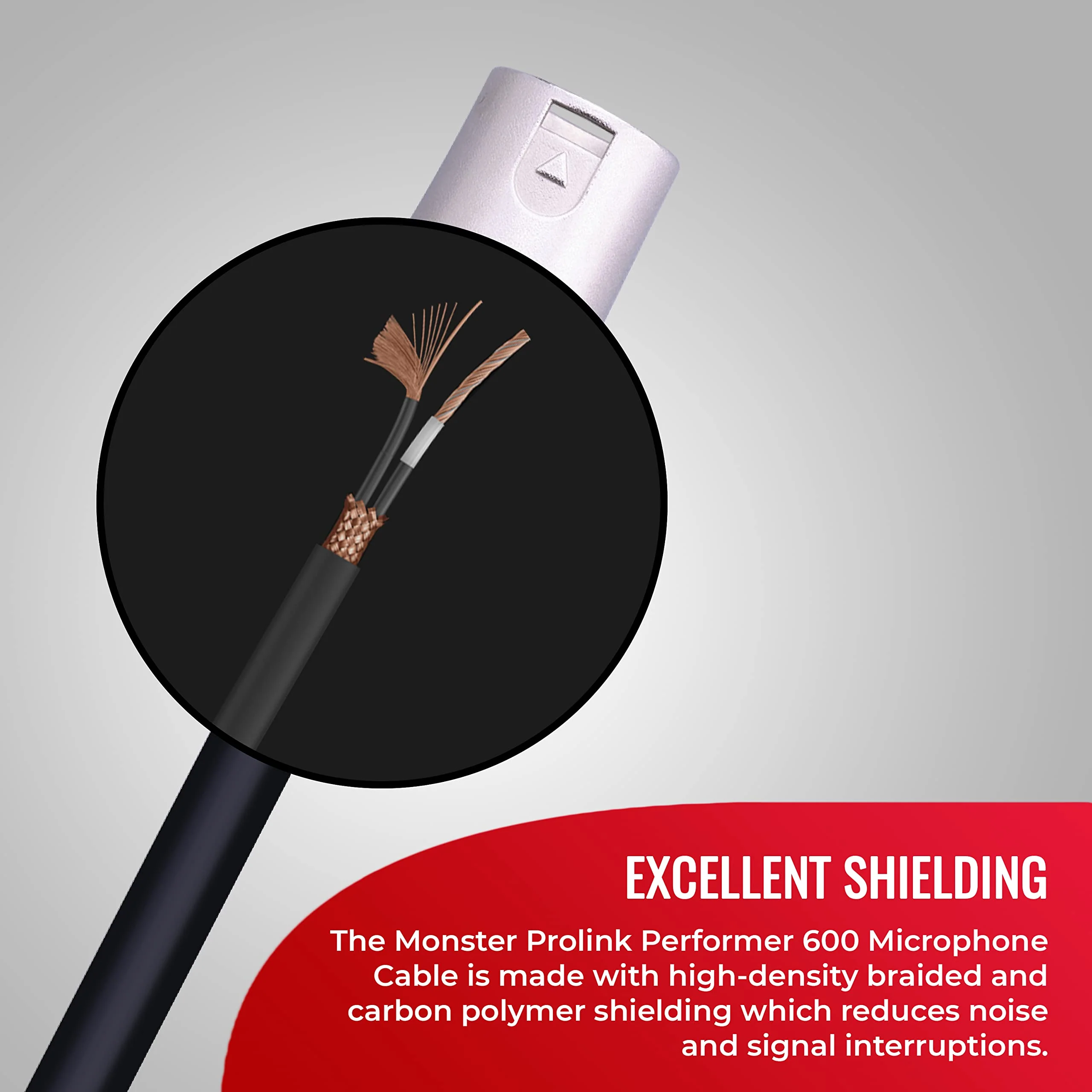 Monster Prolink Performer 600 Microphone Cable - Engineered with Custom XLR Connectors, Microfiber Dielectric, Duraflex Jacket, and Carbon Polymer Shielding, 20 ft. Cable - Image 3