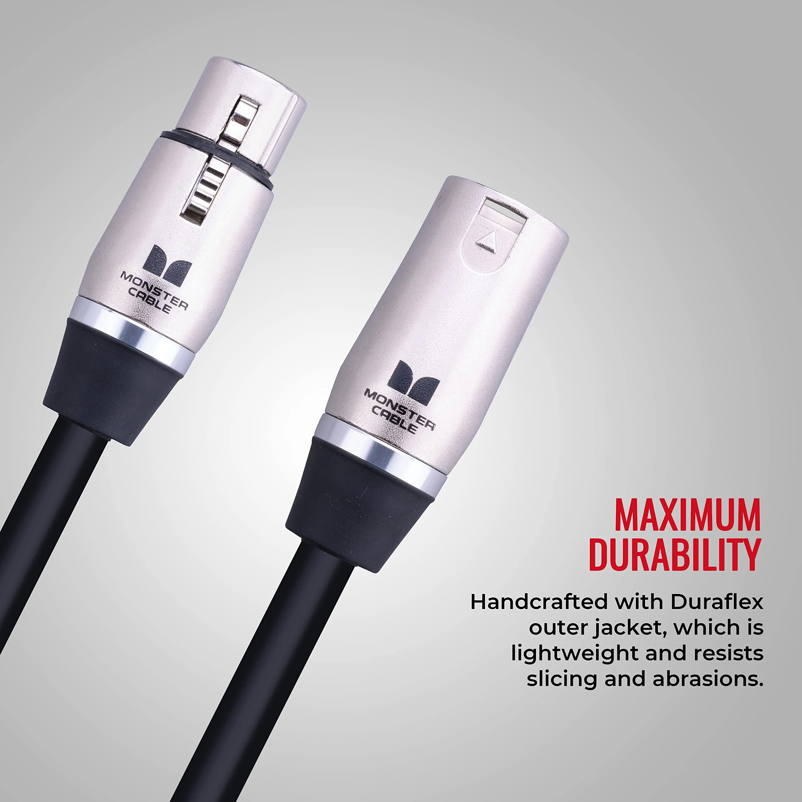 Monster Prolink Performer 600 Microphone Cable - Engineered with Custom XLR Connectors, Microfiber Dielectric, Duraflex Jacket, and Carbon Polymer Shielding, 20 ft. Cable - Image 4