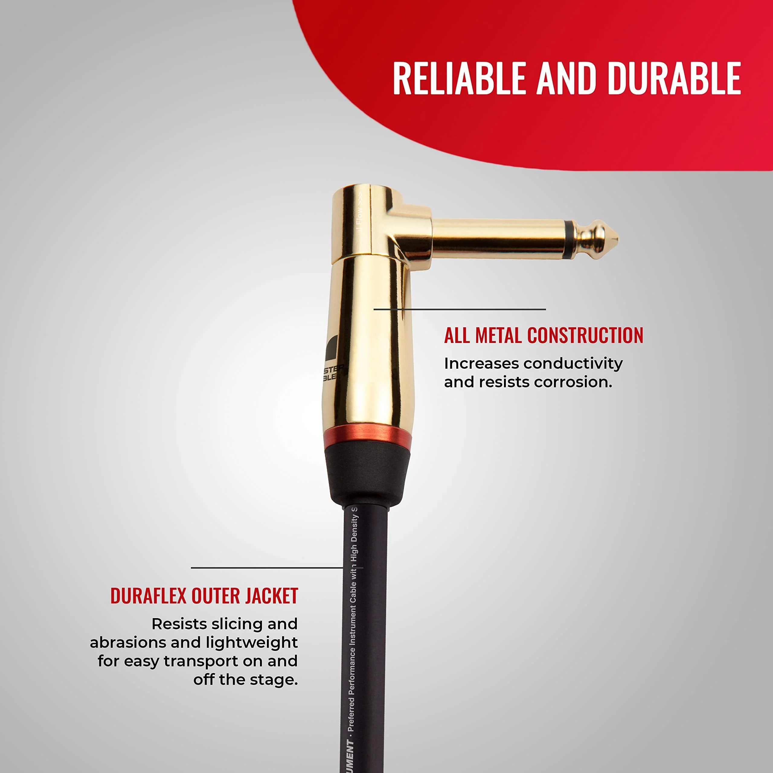 Monster Prolink Rock Instrument Cable - 8 in Right Angle to Right Angle for Electric Guitar - 95% Copper Braided Shielded - Image 2