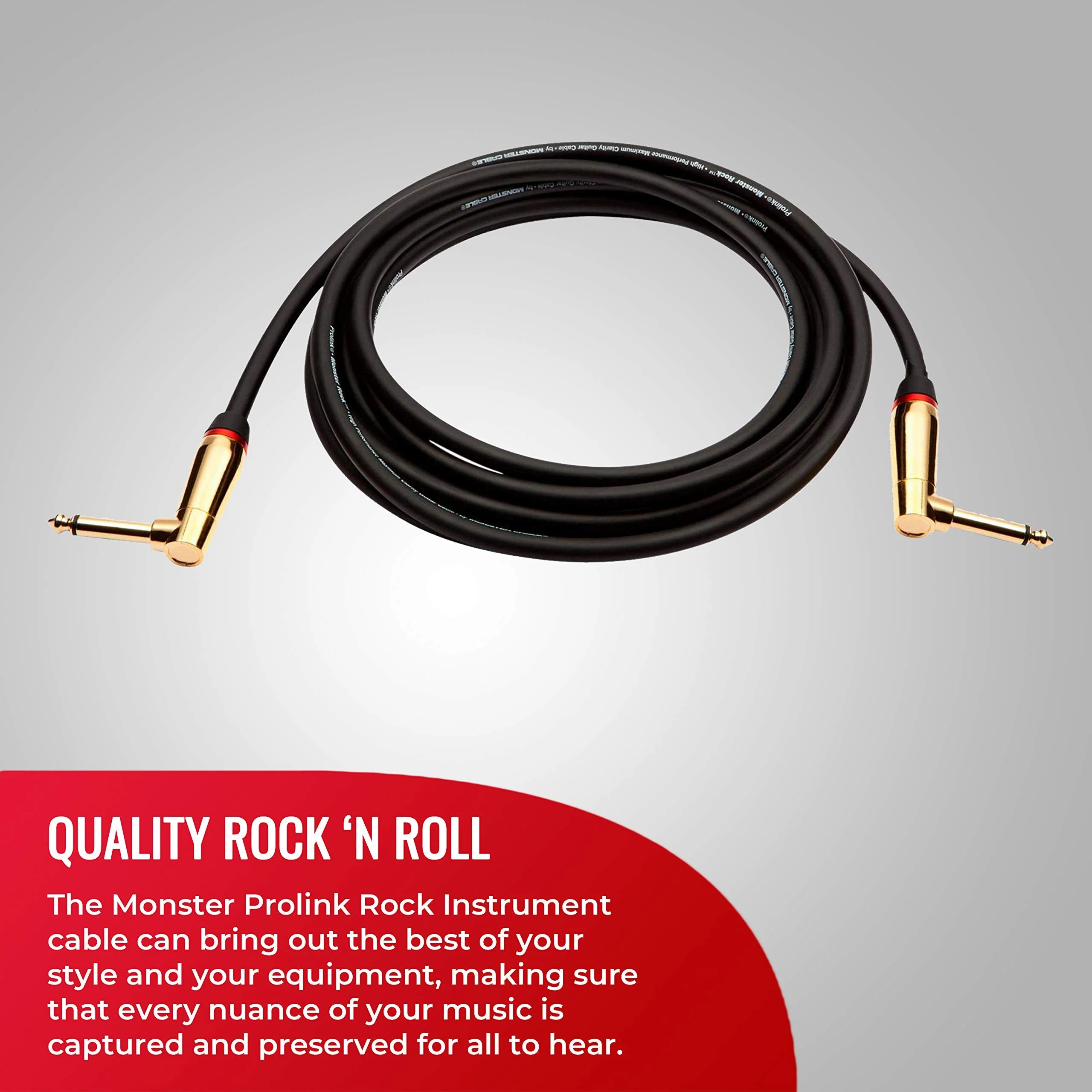 Monster Prolink Rock Instrument Cable - 8 in Right Angle to Right Angle for Electric Guitar - 95% Copper Braided Shielded - Image 5