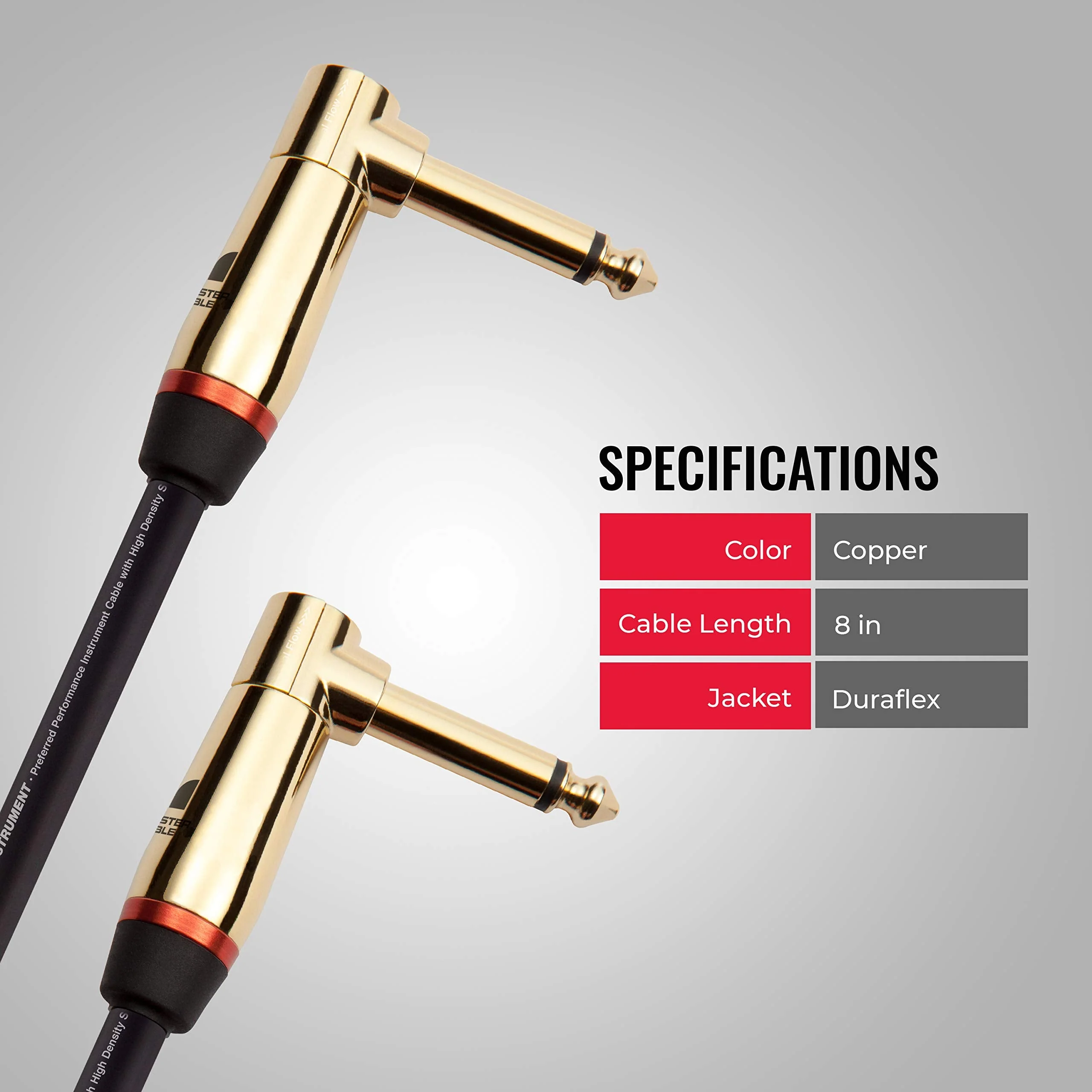Monster Prolink Rock Instrument Cable - 8 in Right Angle to Right Angle for Electric Guitar - 95% Copper Braided Shielded - Image 6