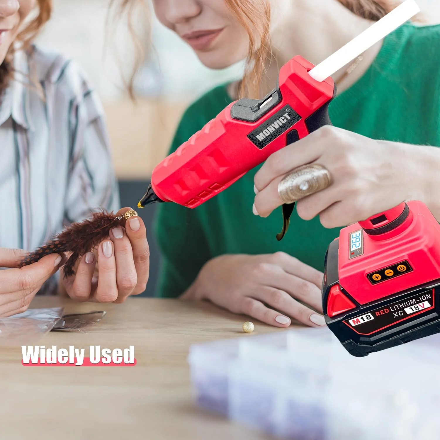 MONVICT 100W Cordless Glue Gun for Milwaukee 18V Battery, Upgraded Digital Temperature Adjustable Handheld Electric Power Full Size Heavy Duty Hot Glue Gun with 10 Glue Sticks (Tools only) 810-MI - Image 5