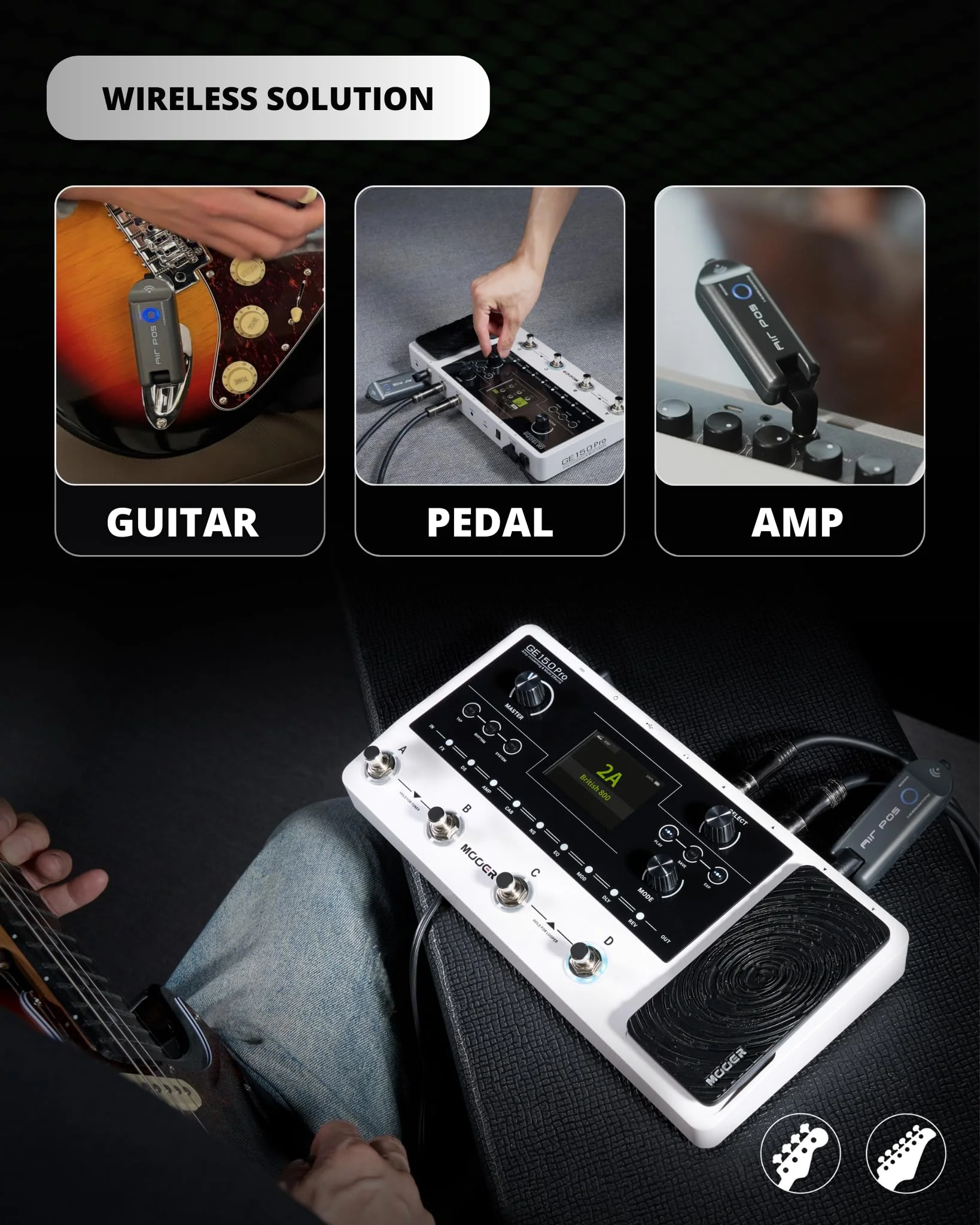 MOOER Air P05 Wireless System Instruments Tansmitter and Reciever for Electric Guitar, Bass, Acoustic Guitar, Audio Mixer, Amplifier, Pedalboard with 1/4" Instruments Plug - Image 2