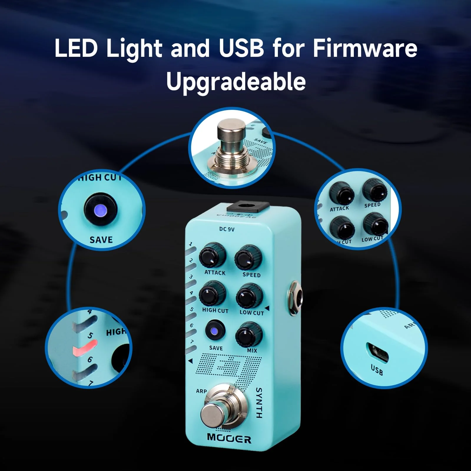 MOOER E7 Polyphonic Guitar Synth Pedal Electronic Synthesizer, 7 Guitar Synthesizer Tones with Individual Arpeggiator And 7 Preset Slots, High/Low Frequency Cut, Attack, Speed Function E7 Synth - Image 6