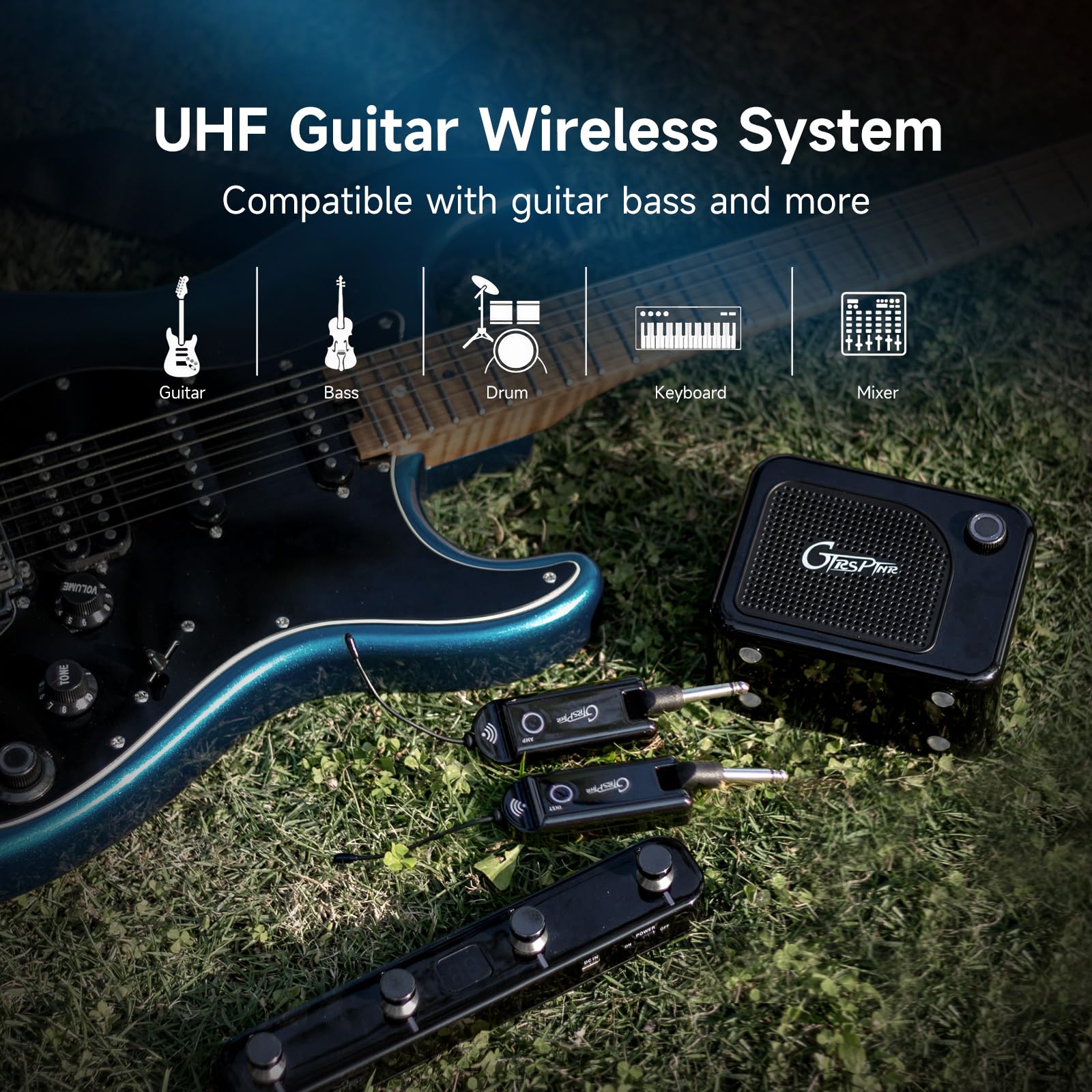 MOOER GWU4 UHF Wireless System Transmiter Reciever, 4 Channels Rechargeble for Electric Guitar, Instrument, Bass, Amp black - Image 5