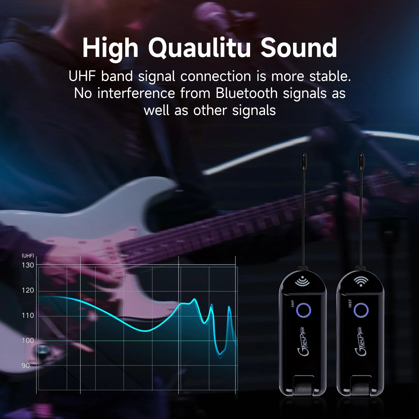 MOOER GWU4 UHF Wireless System Transmiter Reciever, 4 Channels Rechargeble for Electric Guitar, Instrument, Bass, Amp black - Image 6