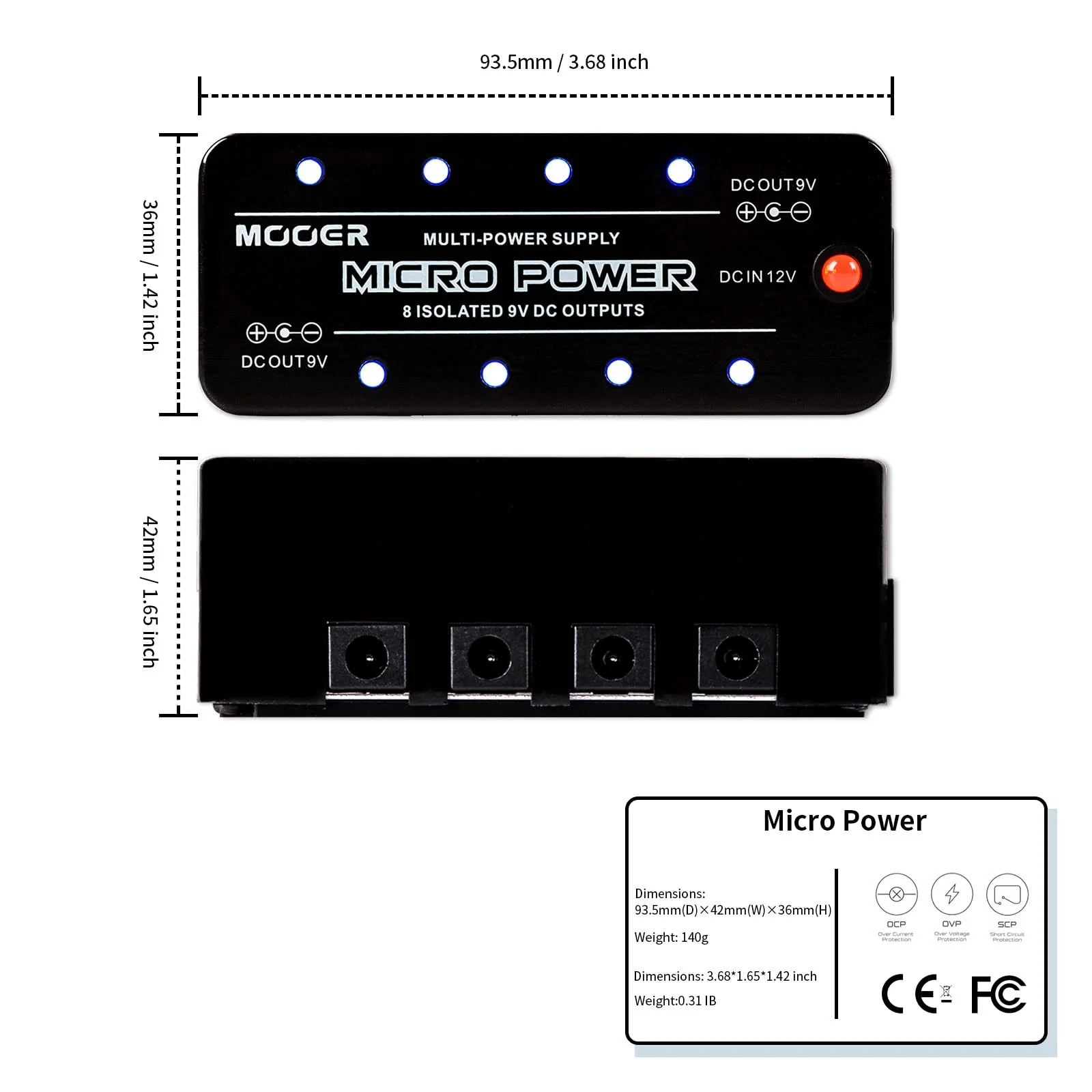 MOOER Micro Power Effects Power Supply for Mini Rigs - Image 7