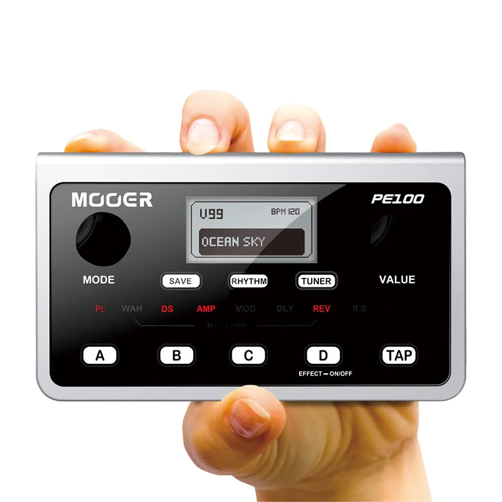 MOOER PE100 Portable Depstop Guitar Multi Effects Headphone Amp Pedal Practice Tool with Drum Machine, TAP Tempo - Image 4