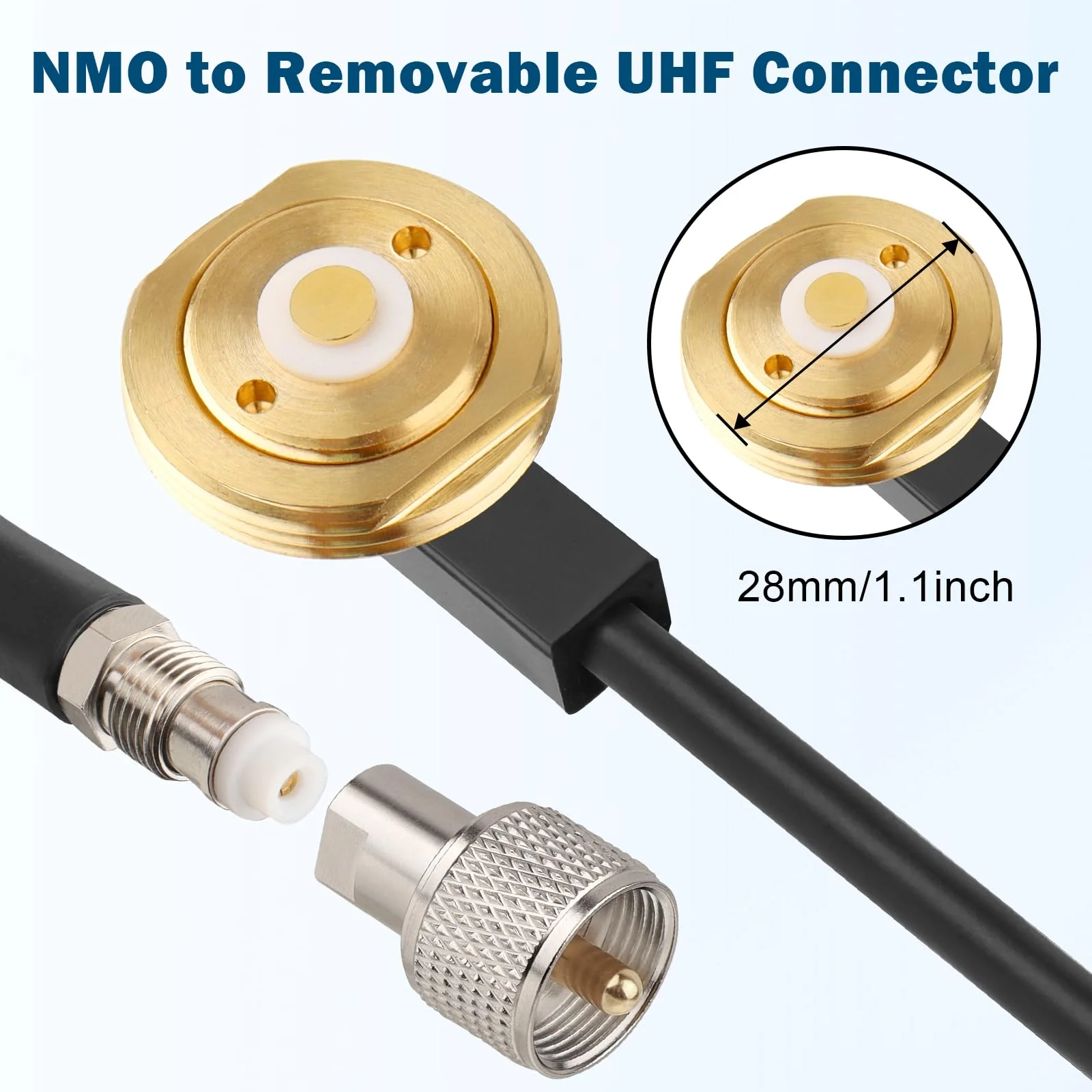 MOOKEERF NMO Antenna Cable,10FT Low Loss RG58 Coaxial CB Antenna Cable Extension with NMO and Removable UHF PL259 Male Connector for VHF/UHF/CB Radio 10FT - Image 4