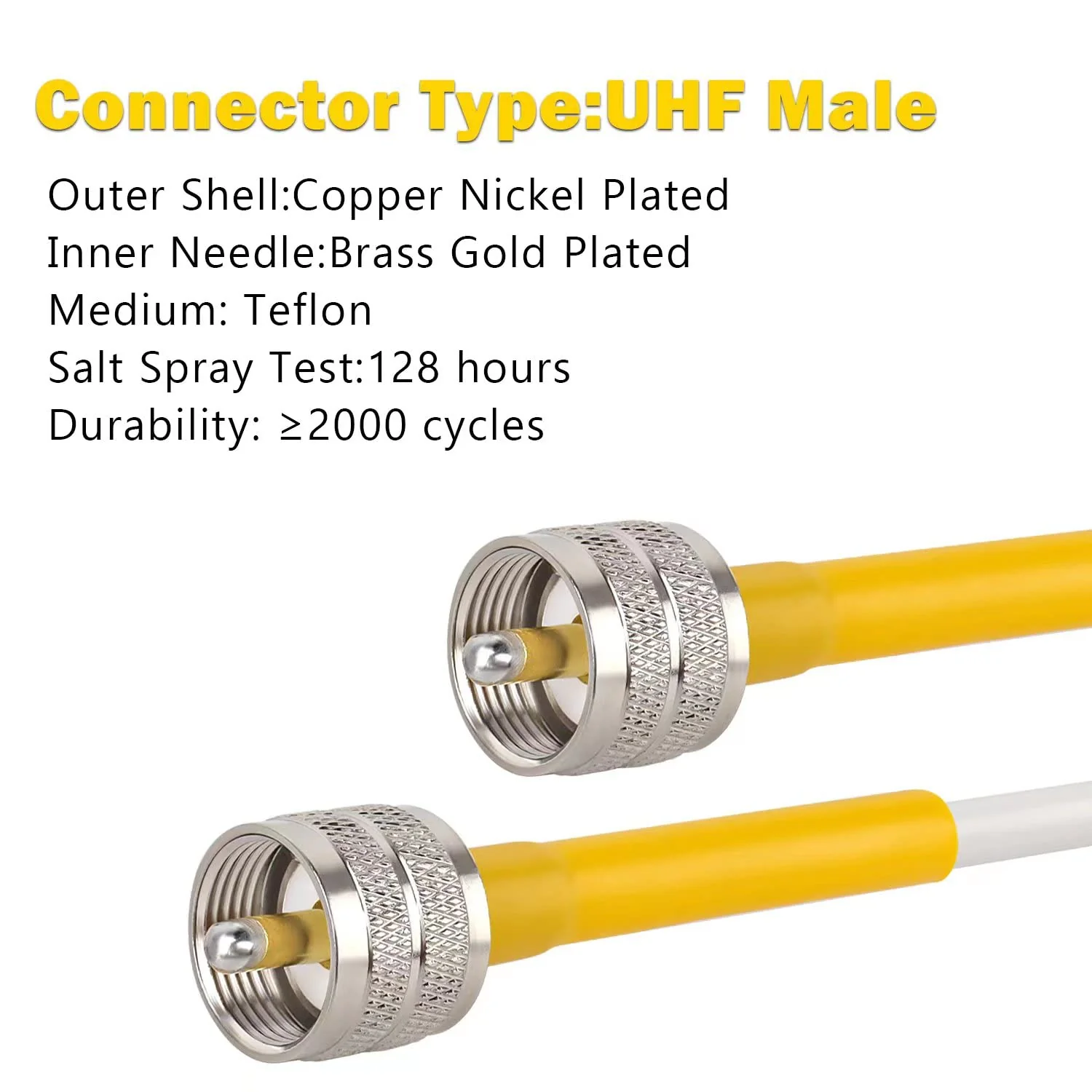 MOOKEERF PL259 CB Coax Cable - 15ft RG8x UHF Male PL-259, PVC White Marine Antenna Cable, 50 Ohm UHF Jumper for CB Radio, Ham Radio, Antenna Analyzer, Dummy Load and SWR Meter 1 - Image 2