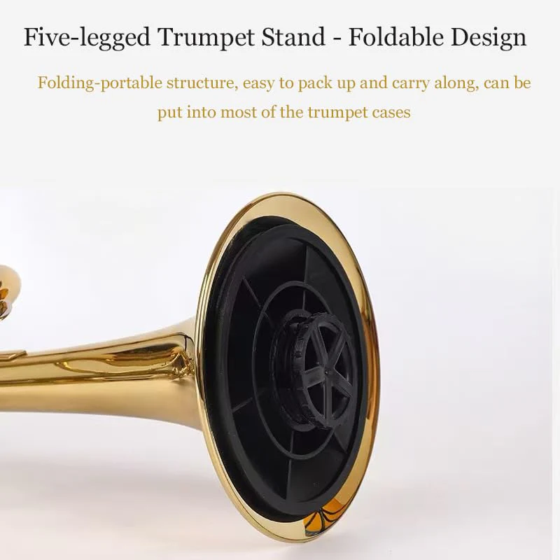 MOONBACK Trumpet Stand, Portable Trumpet Stand Holder 5 Legs Stand Foldable Detachable Stable Metal Legs for trumpet, Trumpet Insturment Stand Accessories Black - Image 6