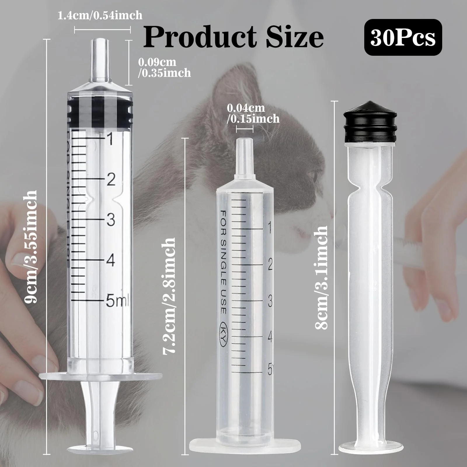 Mooshy Pack of 30 5 ml Syringes Plastic Syringes with Lid Sterile Colostrum Syringe Without Needles Dosing Syringe in Individual Packaging for Animal Feeding for Dispensing Scientific Laboratory - Image 2