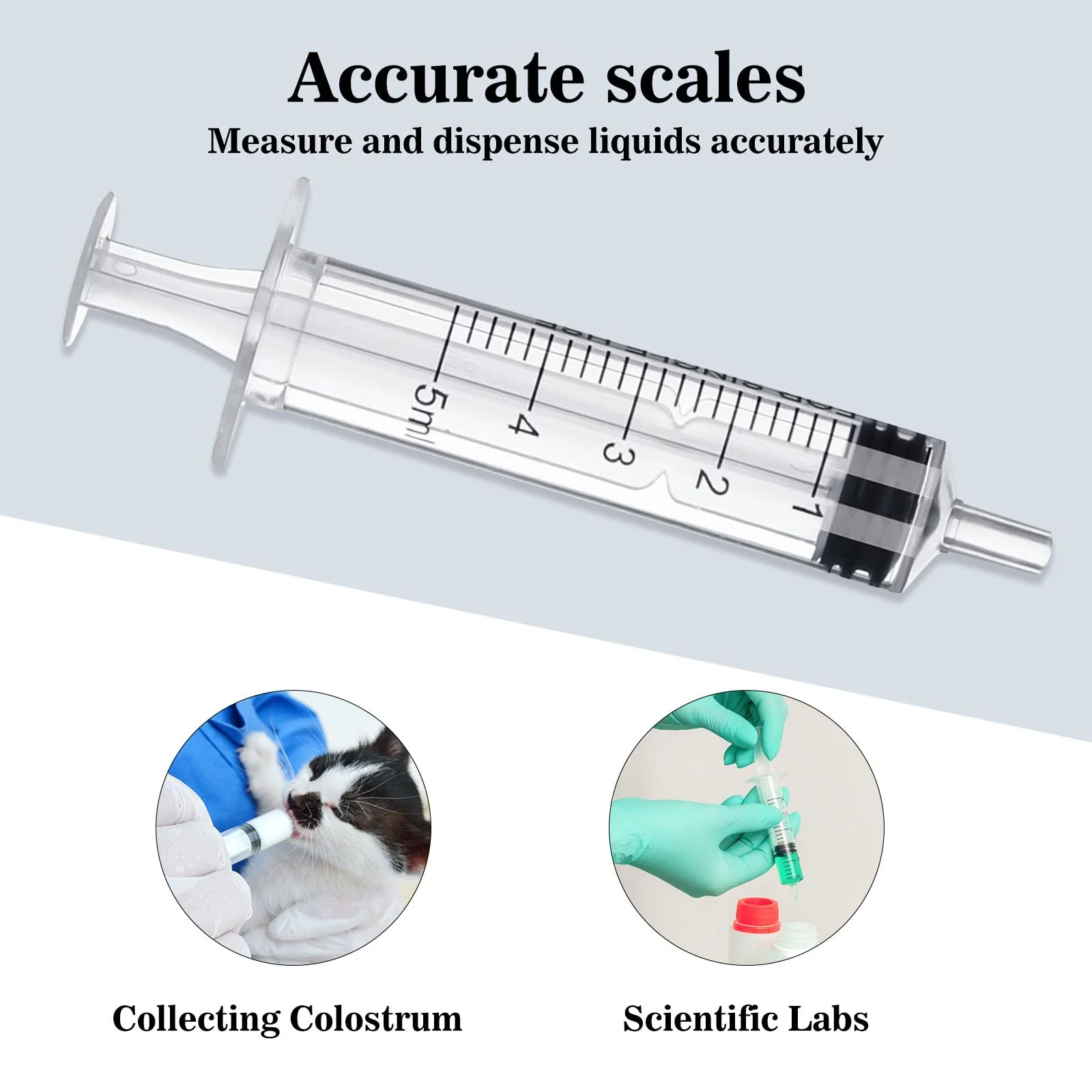 Mooshy Pack of 30 5 ml Syringes Plastic Syringes with Lid Sterile Colostrum Syringe Without Needles Dosing Syringe in Individual Packaging for Animal Feeding for Dispensing Scientific Laboratory - Image 6