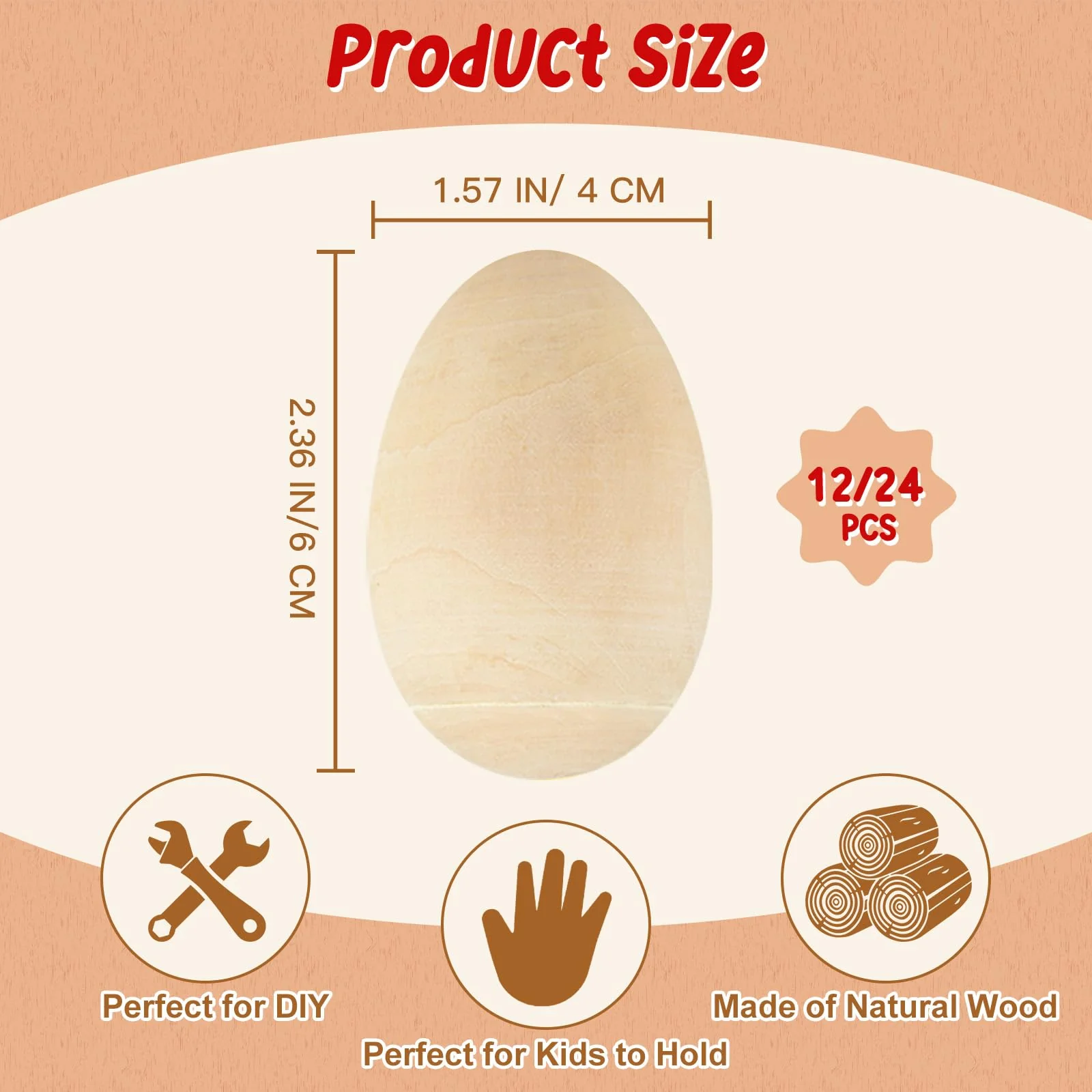 Morcheiong 24 Pcs Wooden Egg Shakers, DIY Egg Shakers Musical Instruments Set with 24 Pcs Multicolor Pens, Egg Maracas Easter Egg Favors for Kids - Image 2